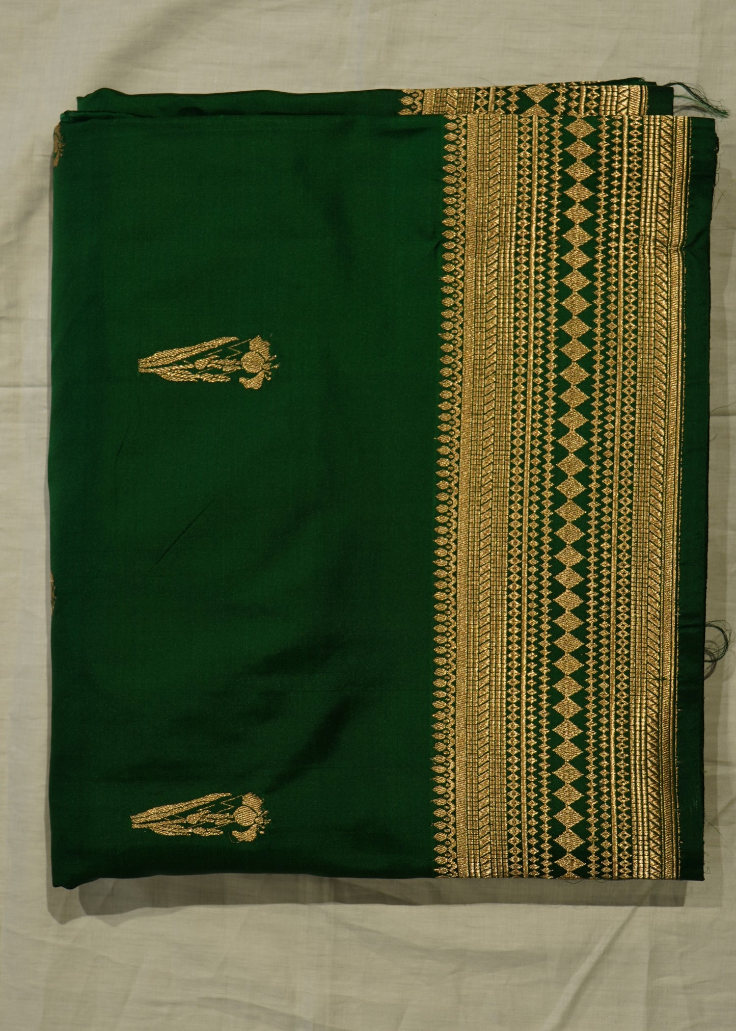 Dark Green Banaras Mushru Silk Pure Handloom Saree