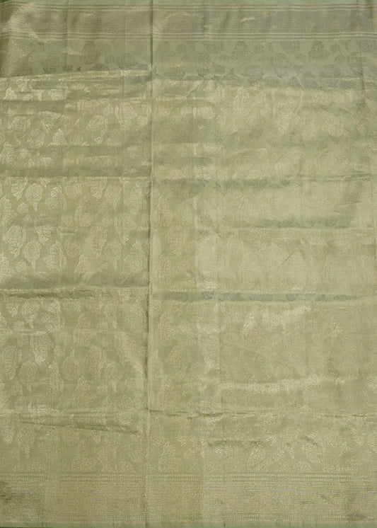 Sea Blue Banaras Tanchoi Tissue Pure Silk Handloom Saree