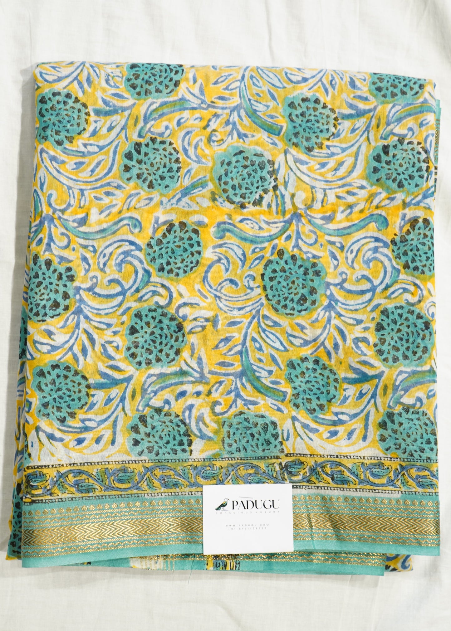 Green Yellow Maheshwari Sanganeri Pure Cotton silk Handloom Saree