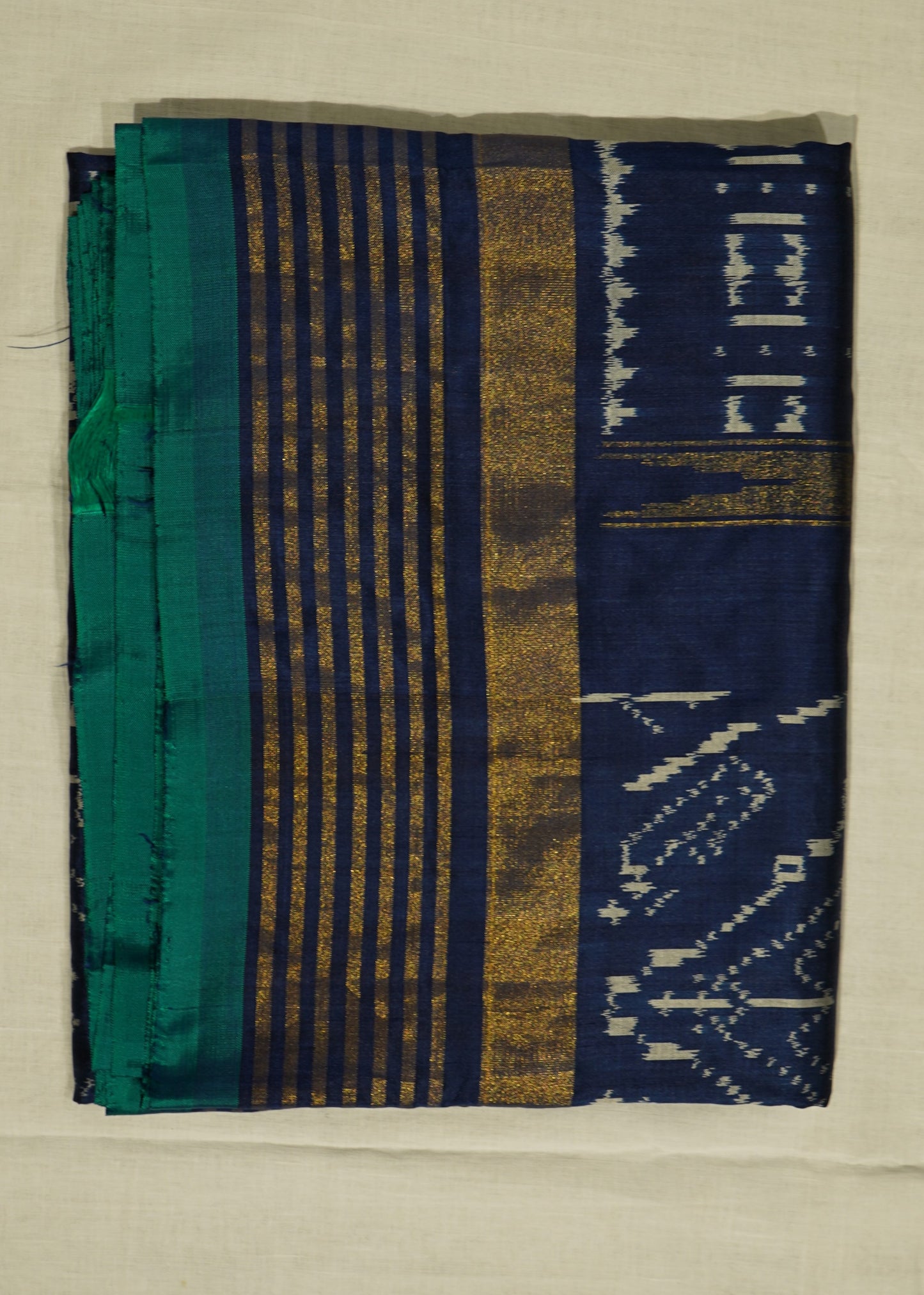 Blue Ikkat Pochampally Zari Buti Pure Silk Handloom Saree