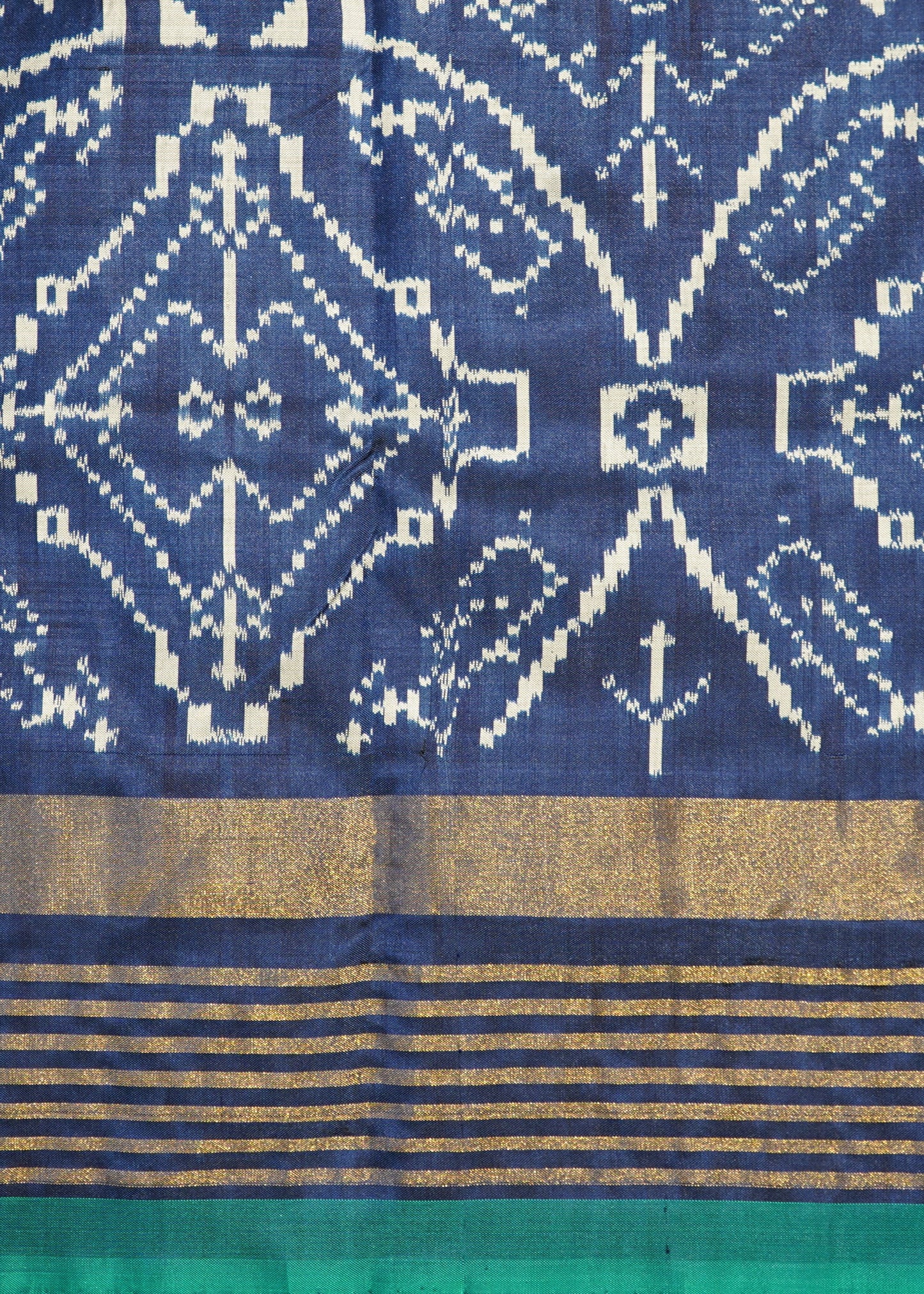 Blue Ikkat Pochampally Zari Buti Pure Silk Handloom Saree