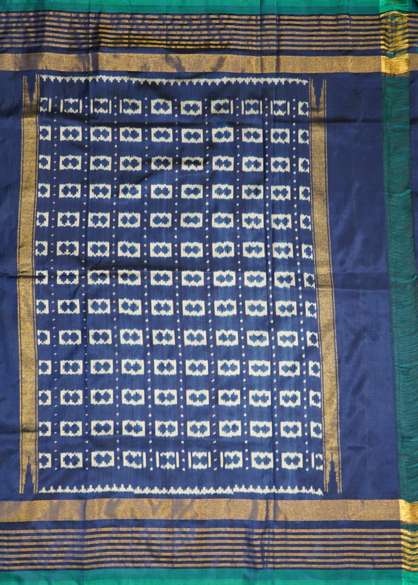 Blue Ikkat Pochampally Zari Buti Pure Silk Handloom Saree