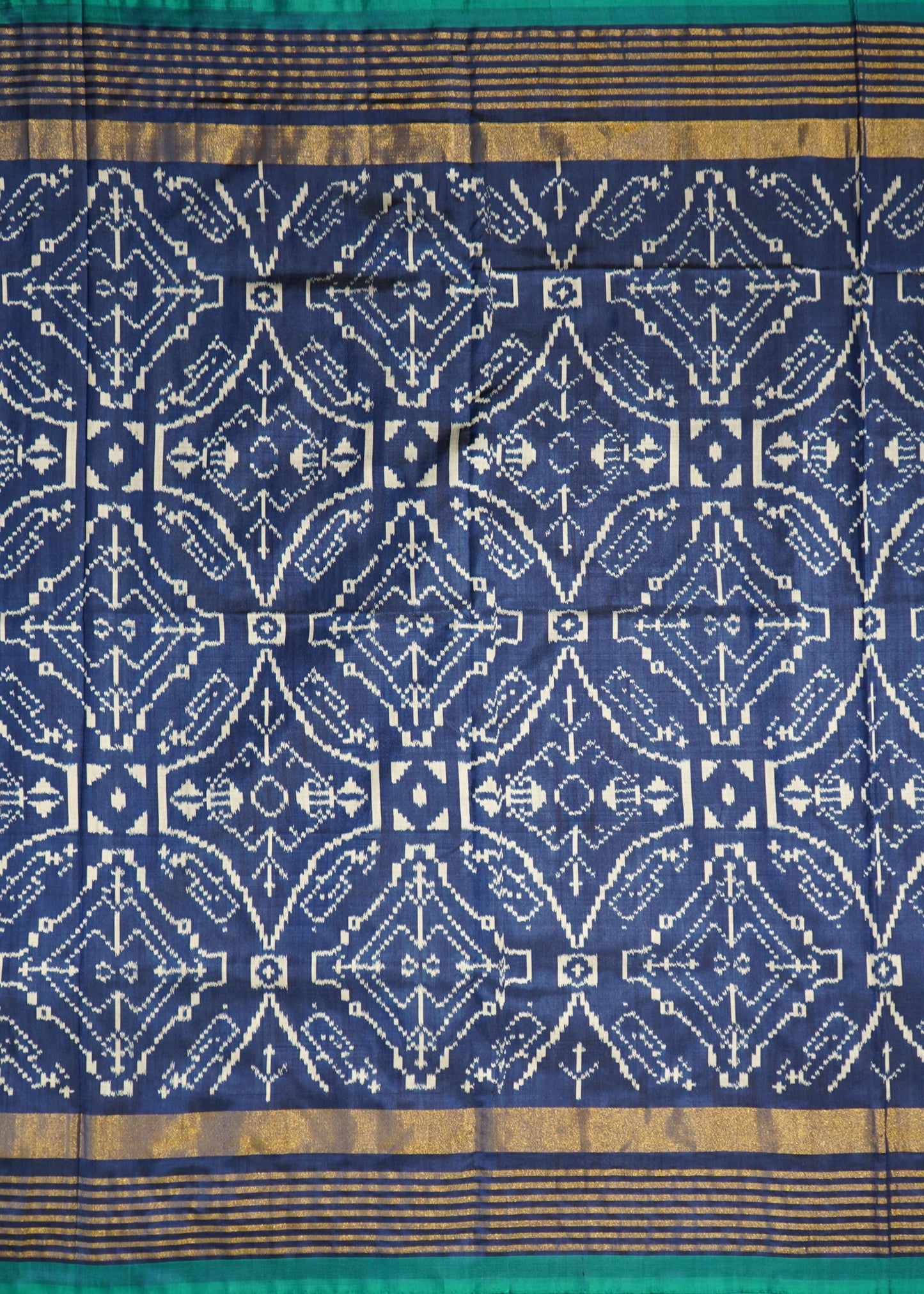 Blue Ikkat Pochampally Zari Buti Pure Silk Handloom Saree