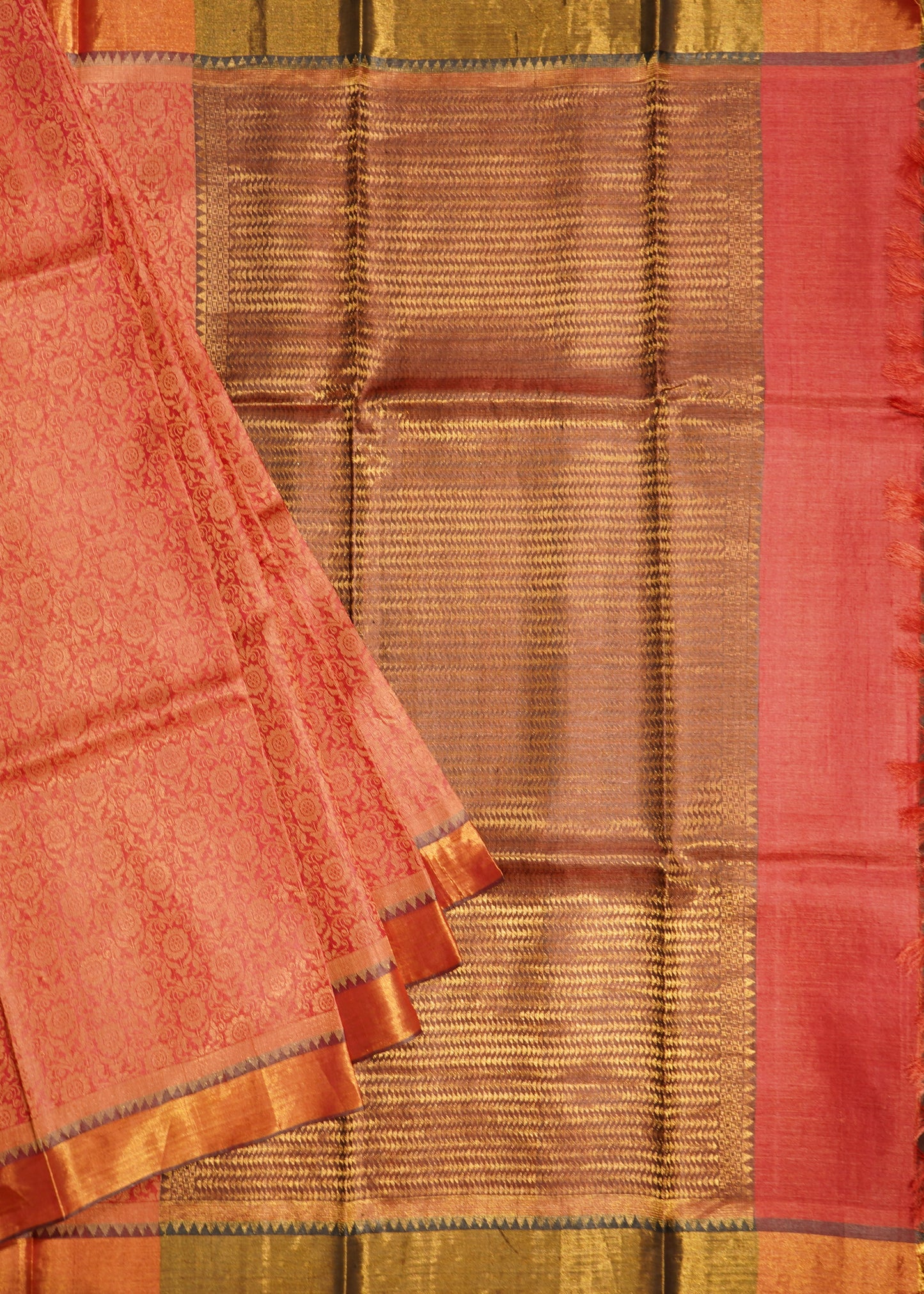Pink Kosa Silk All Over Tussar Pure Handloom Saree