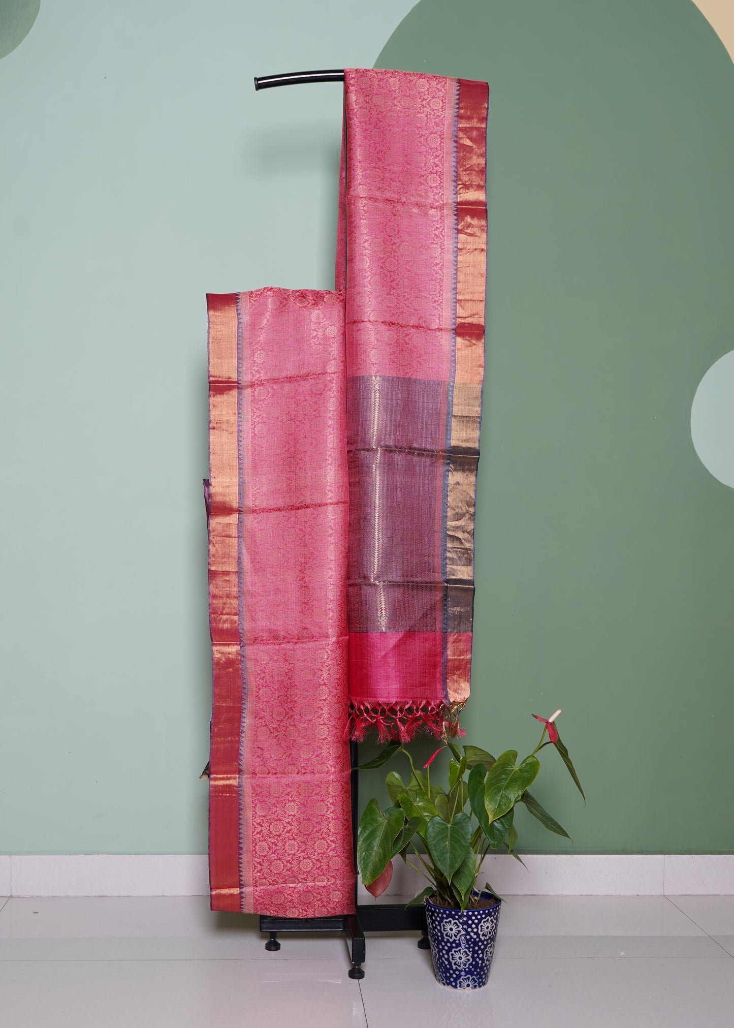 Pink Kosa Silk All Over Tussar Pure Handloom Saree