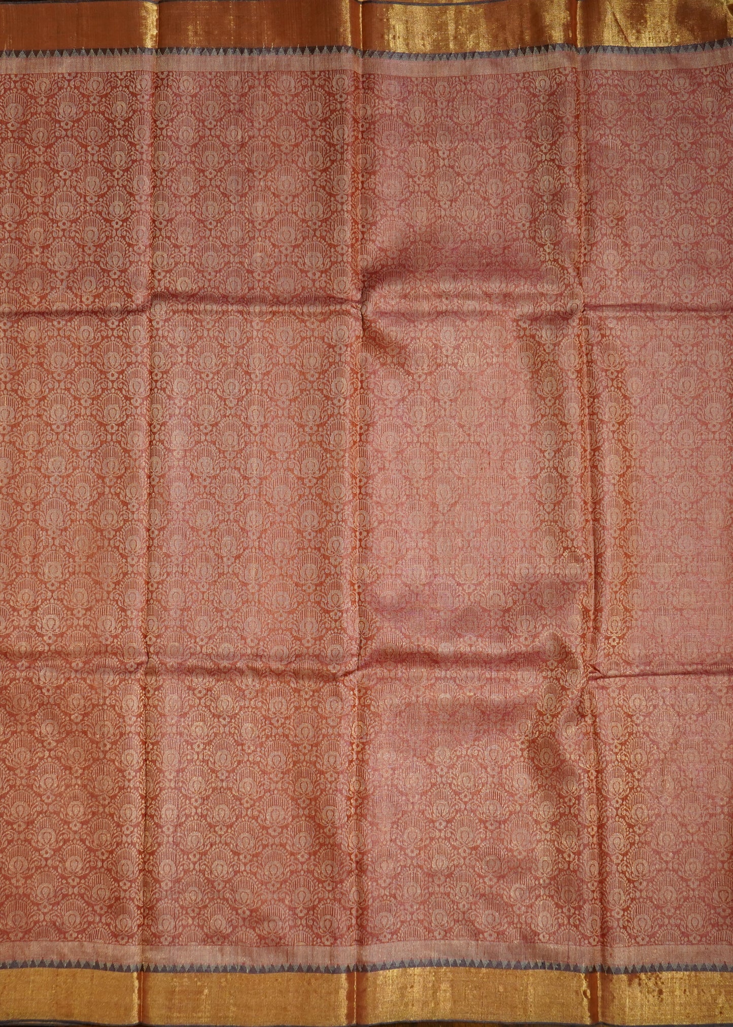 Apricot Kosa Tussar Pure Silk Handloom Saree