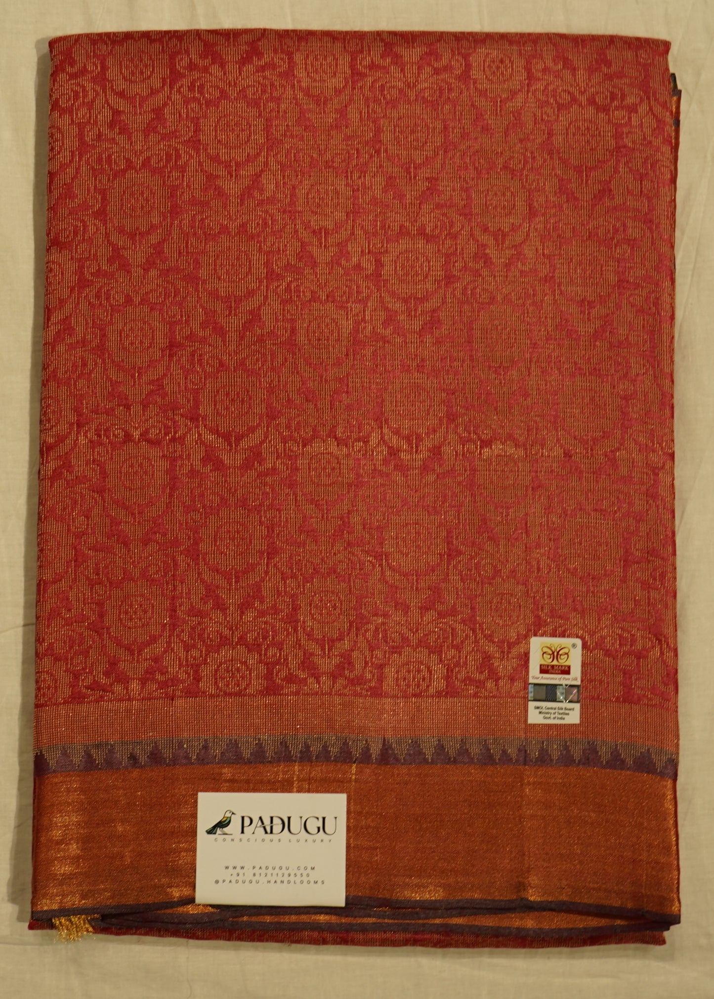 Pink Kosa Silk All Over Tussar Pure Handloom Saree