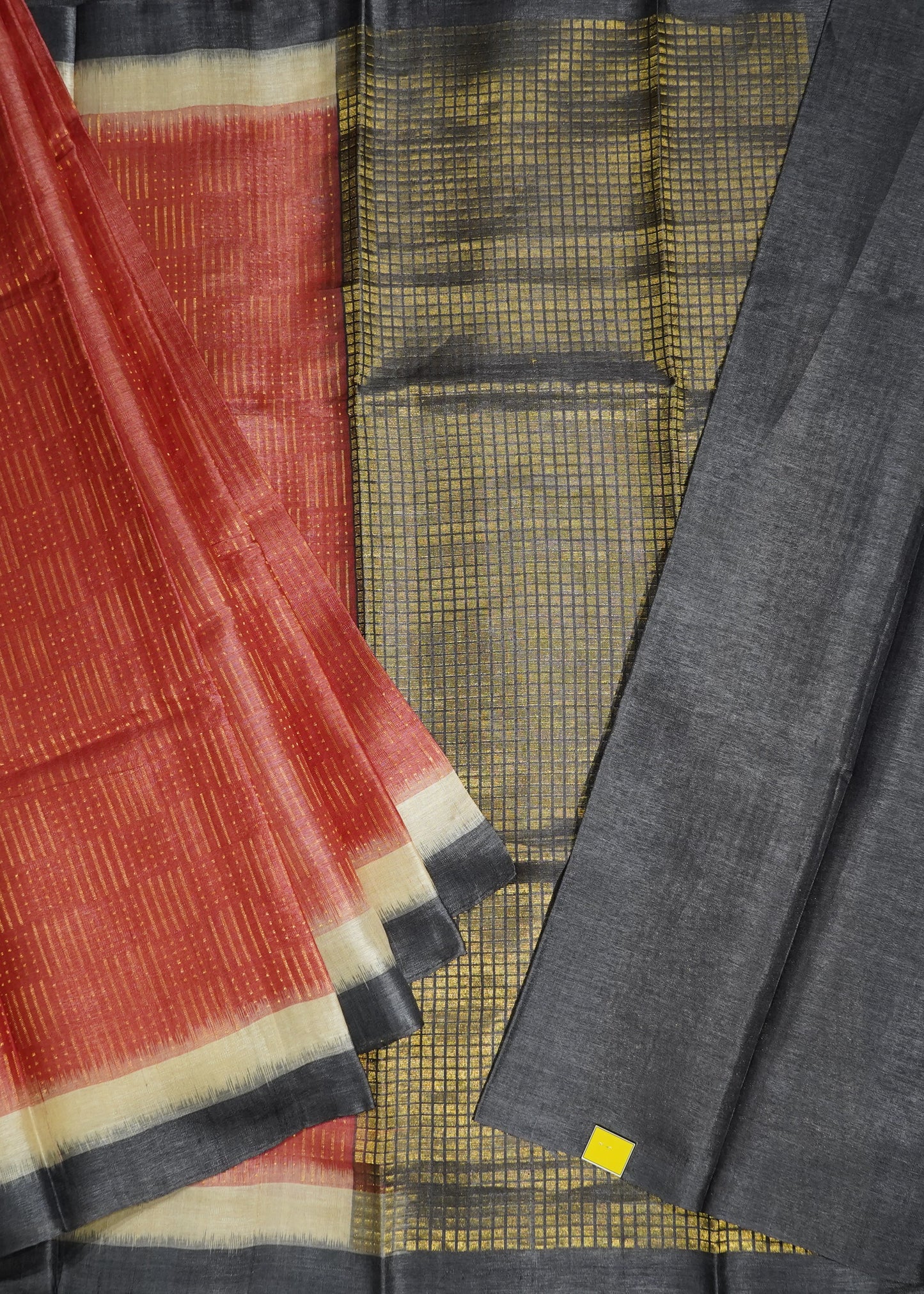 Apricot Kosa Tussar Pure Silk Handloom Saree