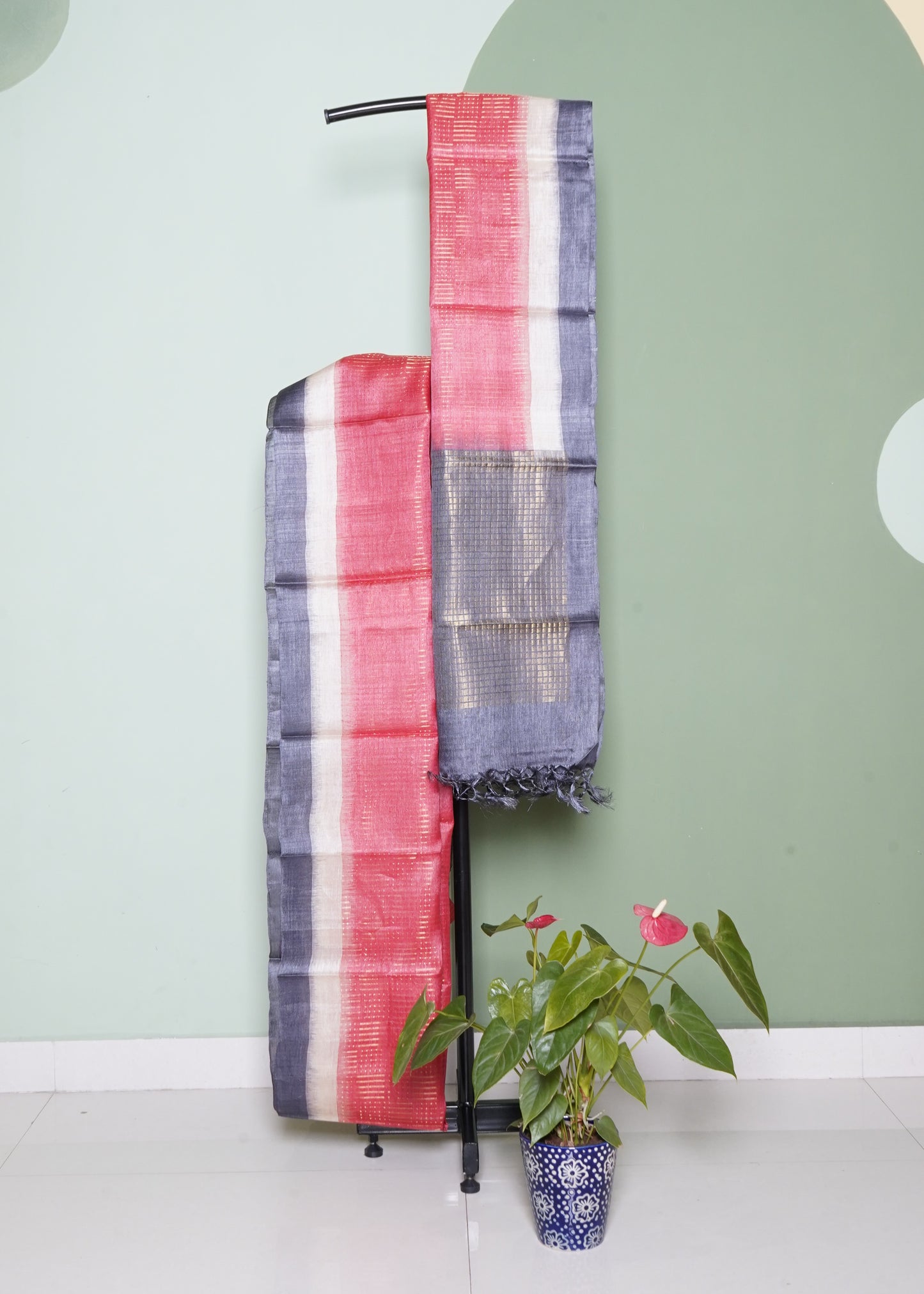 Apricot Kosa Tussar Pure Silk Handloom Saree