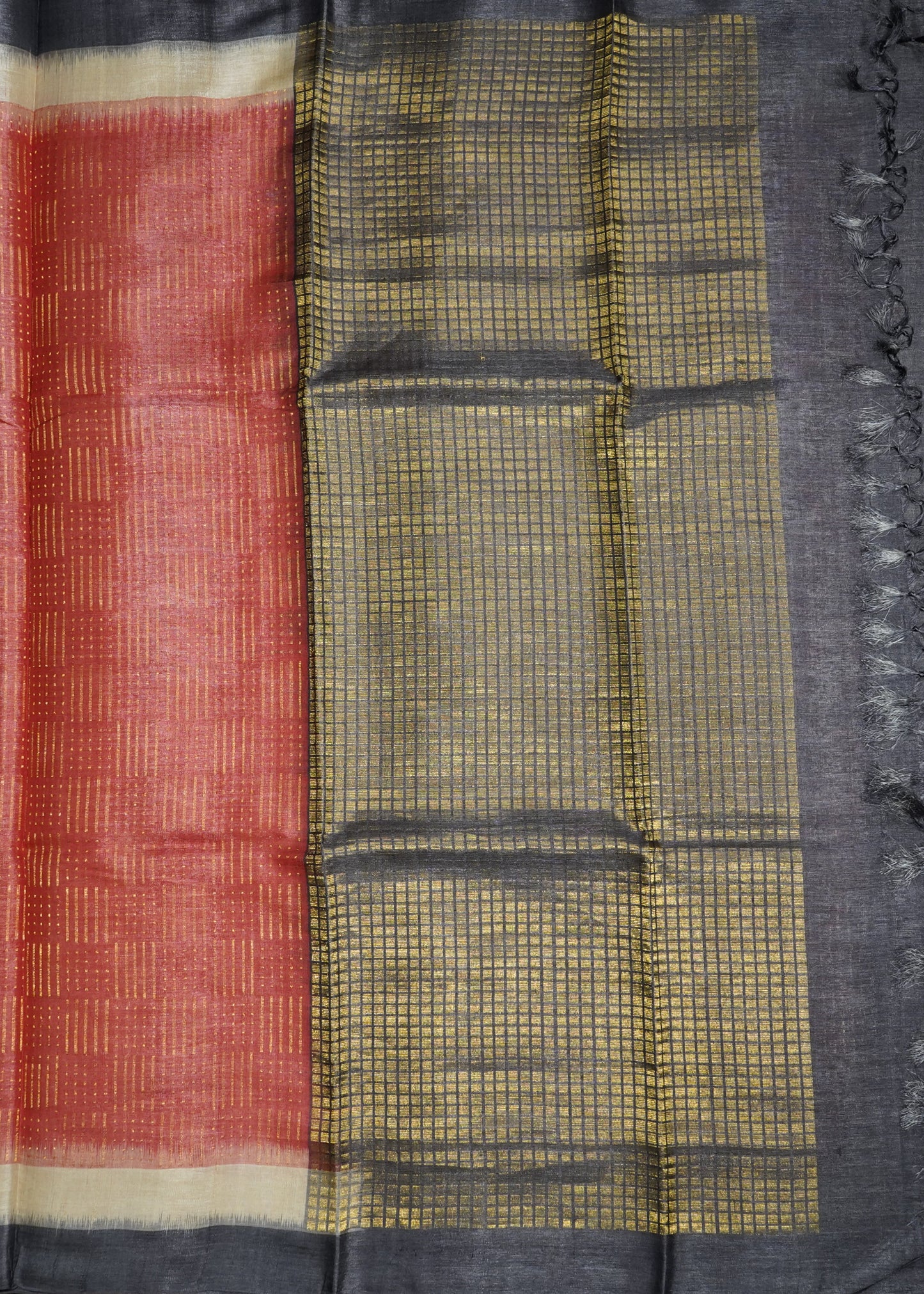 Apricot Kosa Tussar Pure Silk Handloom Saree