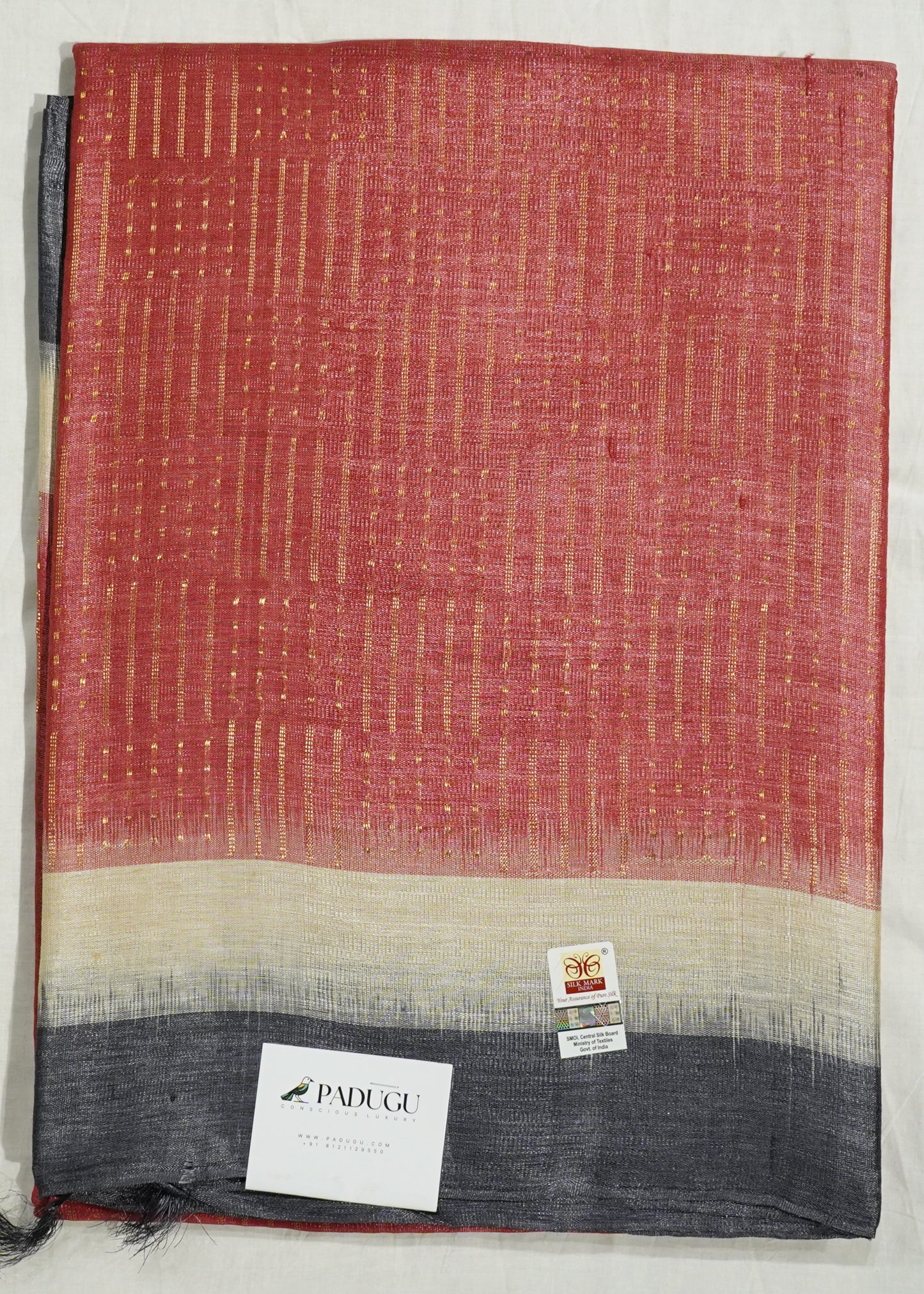 Apricot Kosa Tussar Pure Silk Handloom Saree