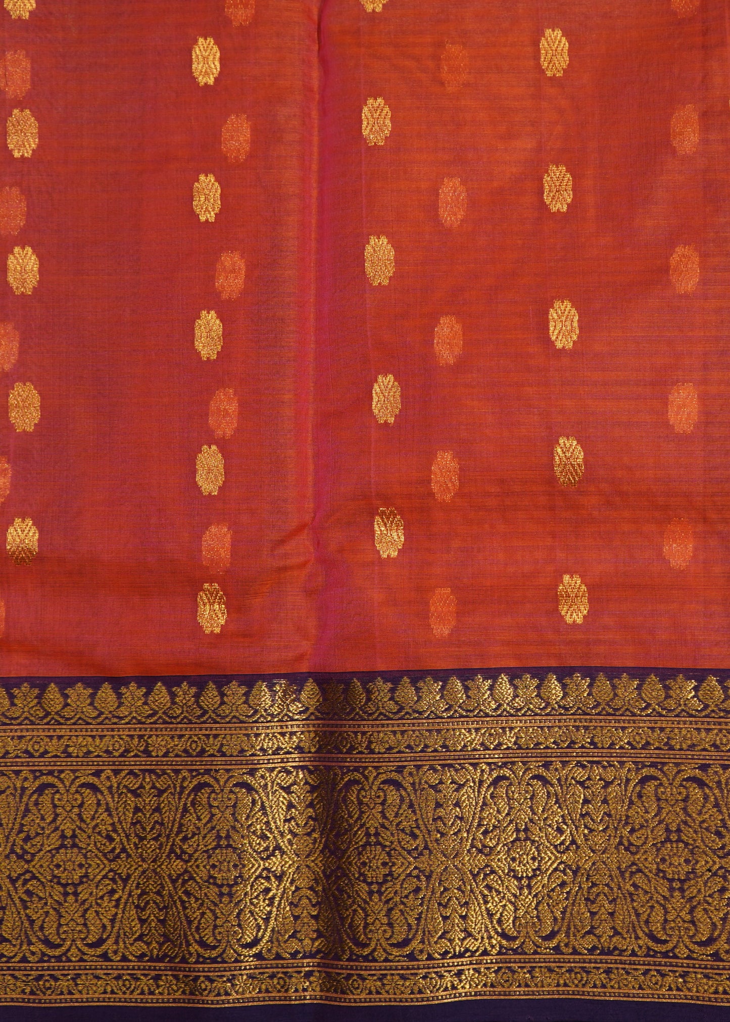 Apricot Chanderi Zari buti Organza Pure Silk Handloom Saree