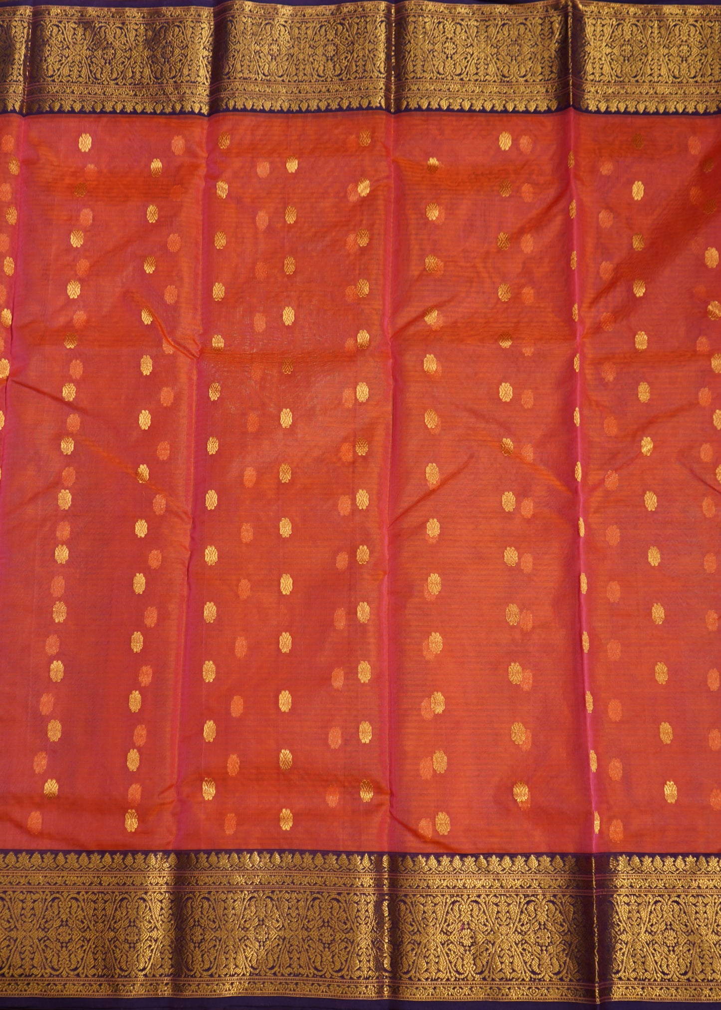Apricot Chanderi Zari buti Organza Pure Silk Handloom Saree