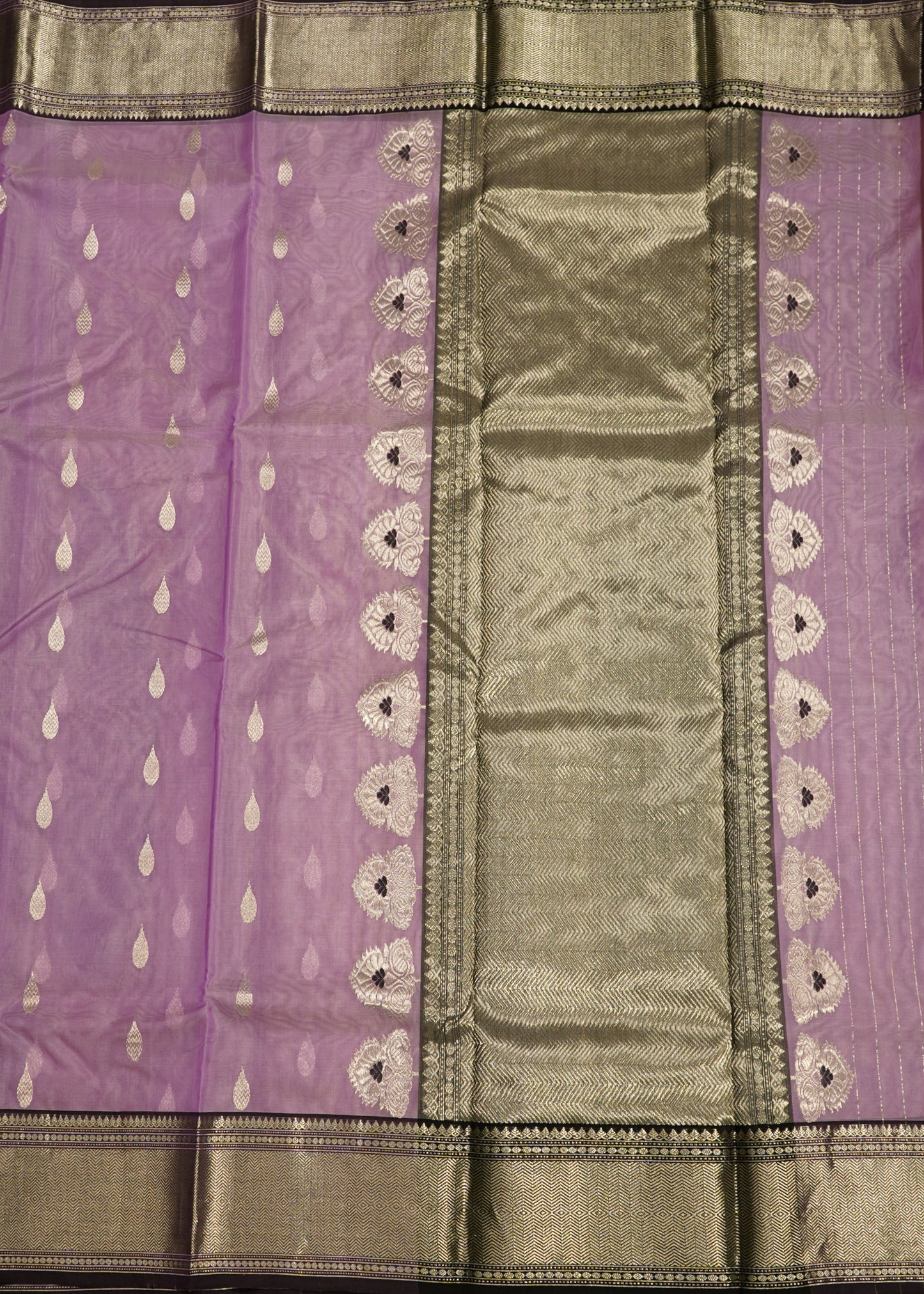Purpule Chanderi Zari buti Organza Pure Silk Handloom Saree