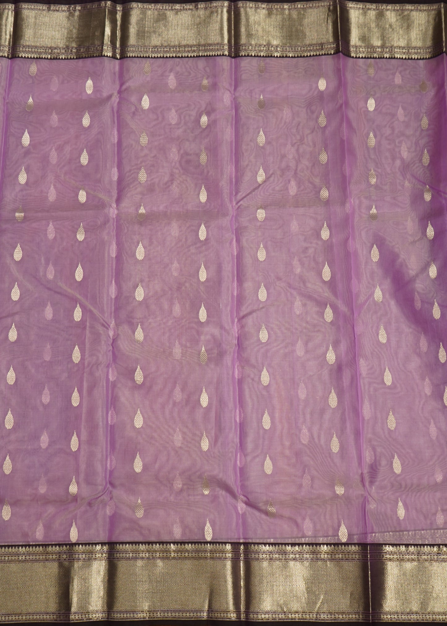 Purpule Chanderi Zari buti Organza Pure Silk Handloom Saree