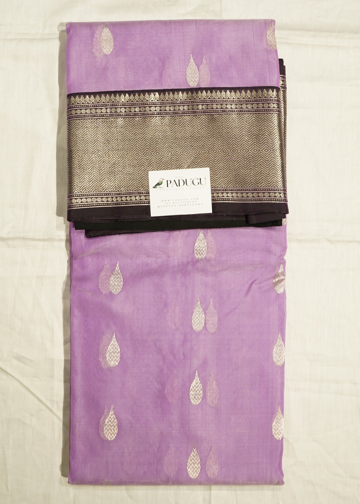 Purpule Chanderi Zari buti Organza Pure Silk Handloom Saree
