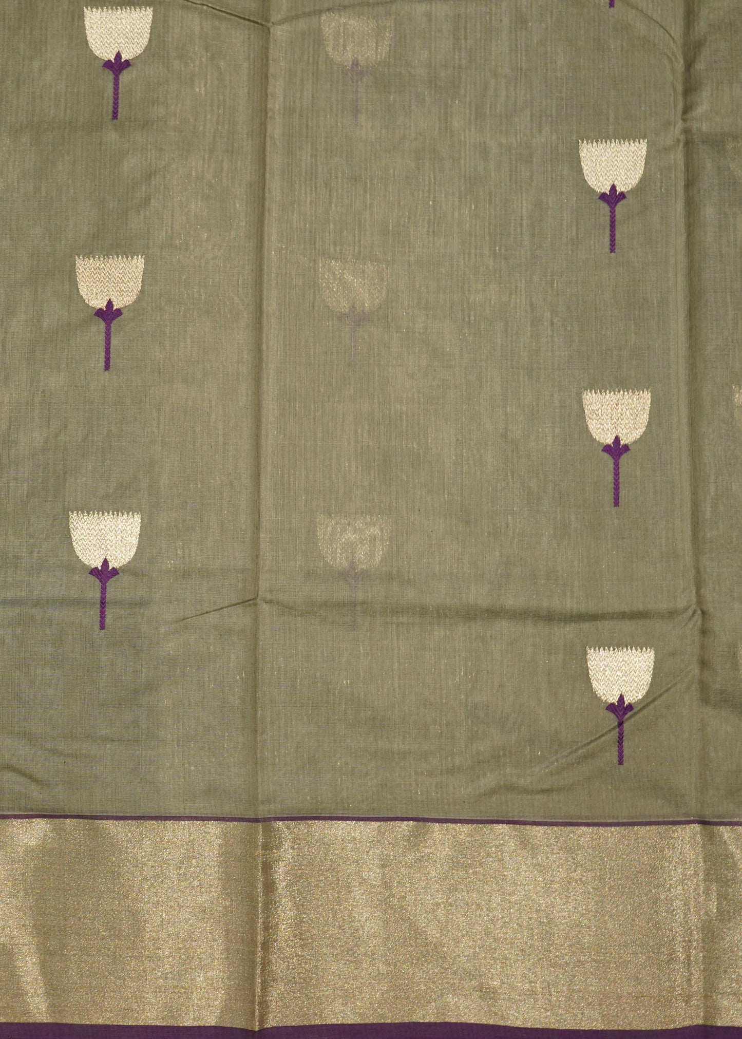 Light Gray Chanderi Zari buti Pure Silk Handloom Saree