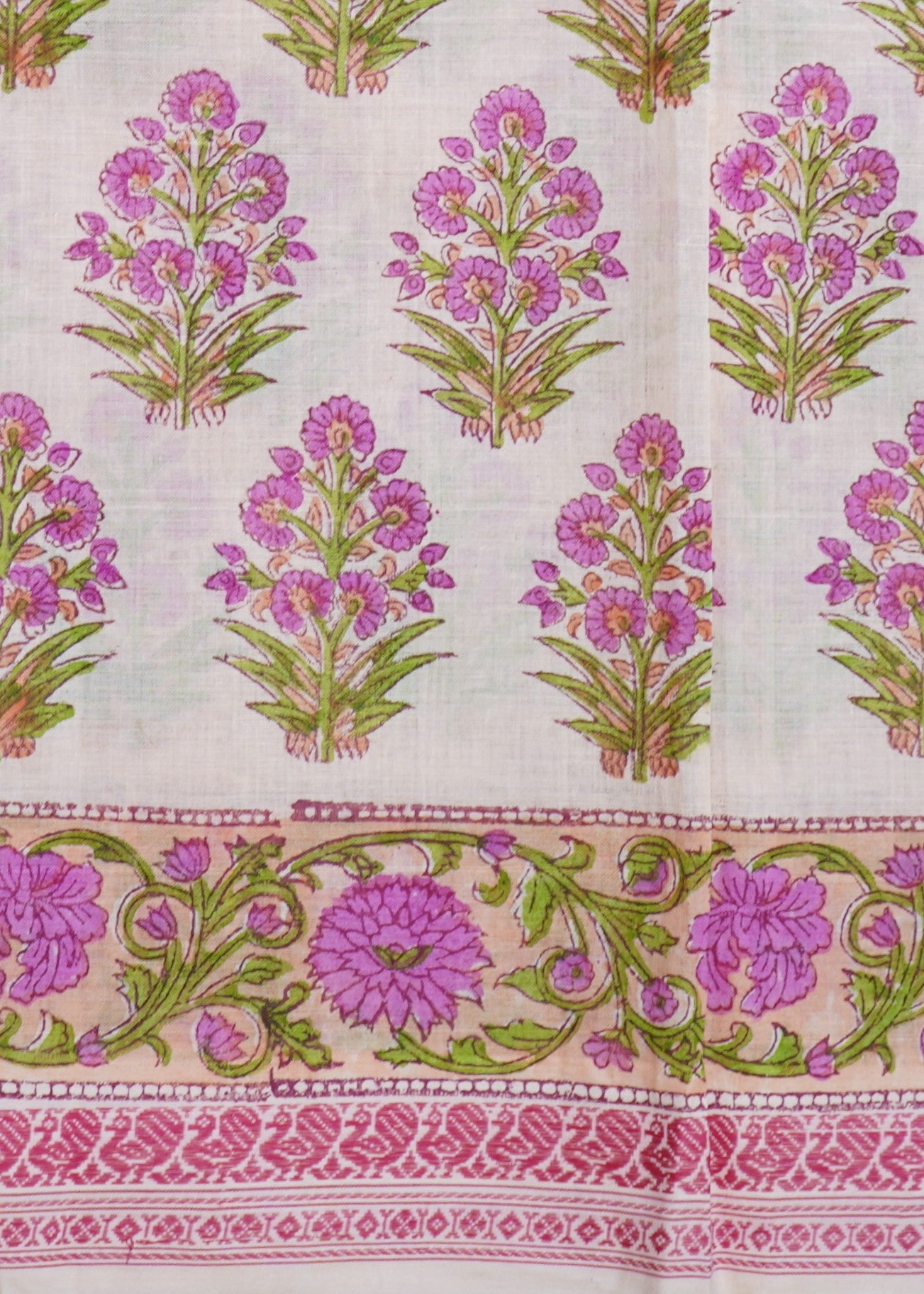 Pink Mangalagiri Jaipur Print Pure Cotton Handloom Saree