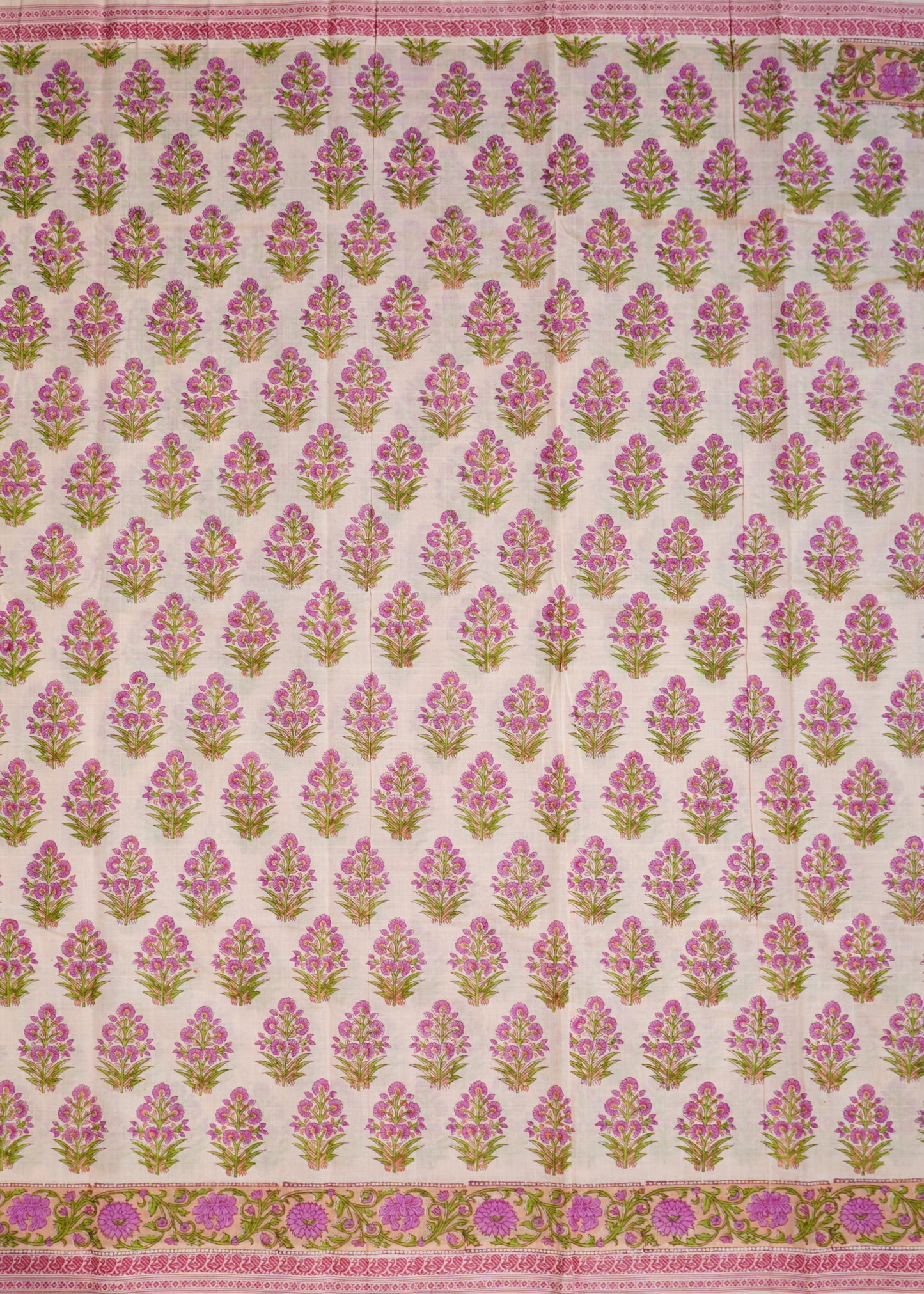 Pink Mangalagiri Jaipur Print Pure Cotton Handloom Saree