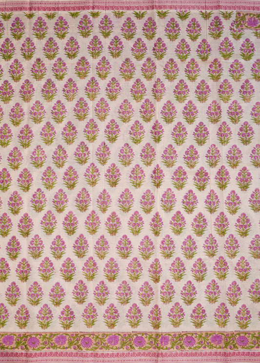 Pink Mangalagiri Jaipur Print Pure Cotton Handloom Saree