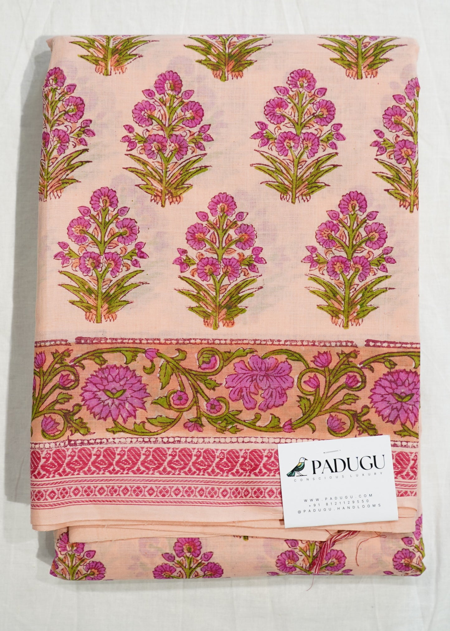 Pink Mangalagiri Jaipur Print Pure Cotton Handloom Saree