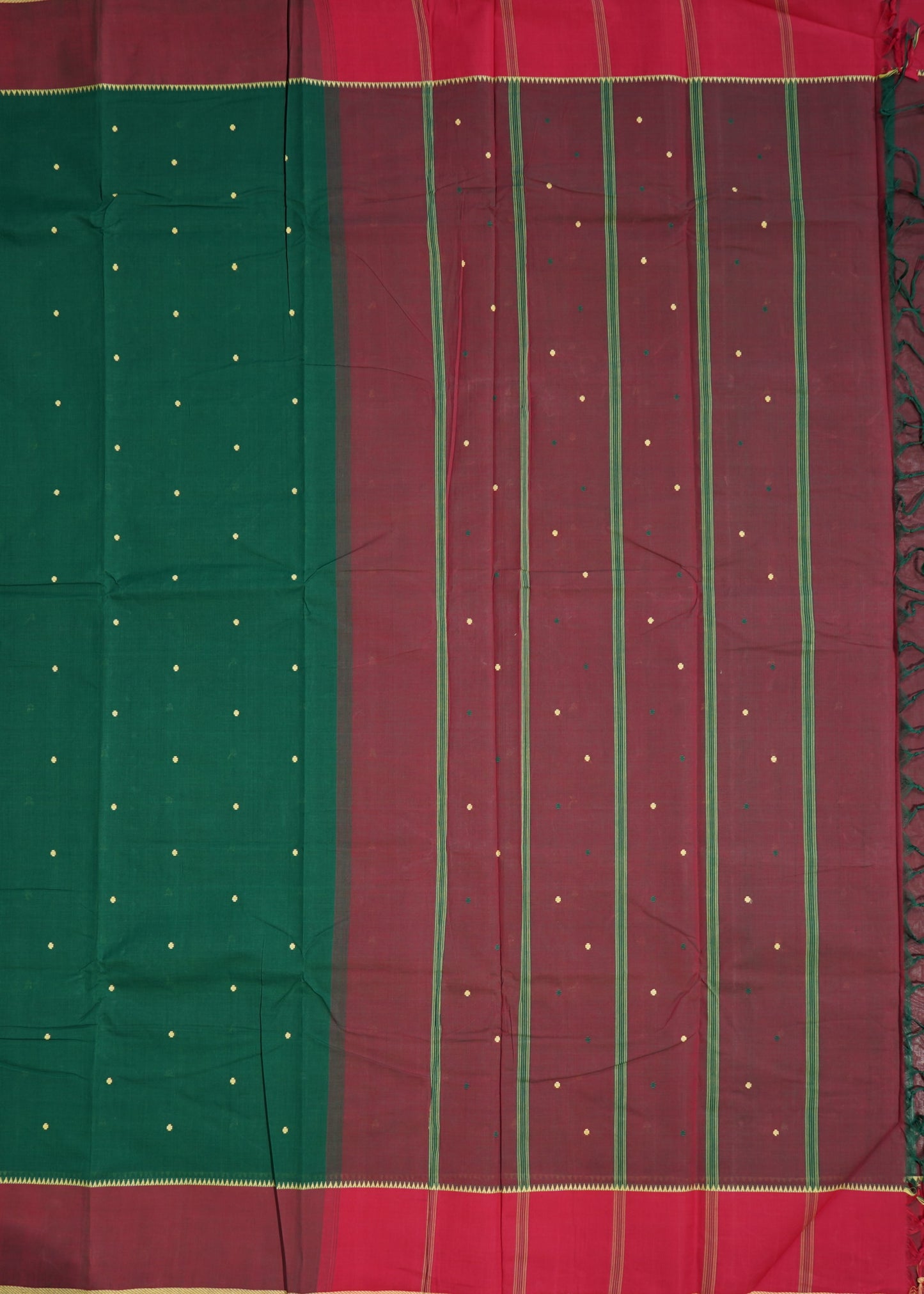 Green Mangalagiri Stripe Design Pure Cotton Handloom Saree