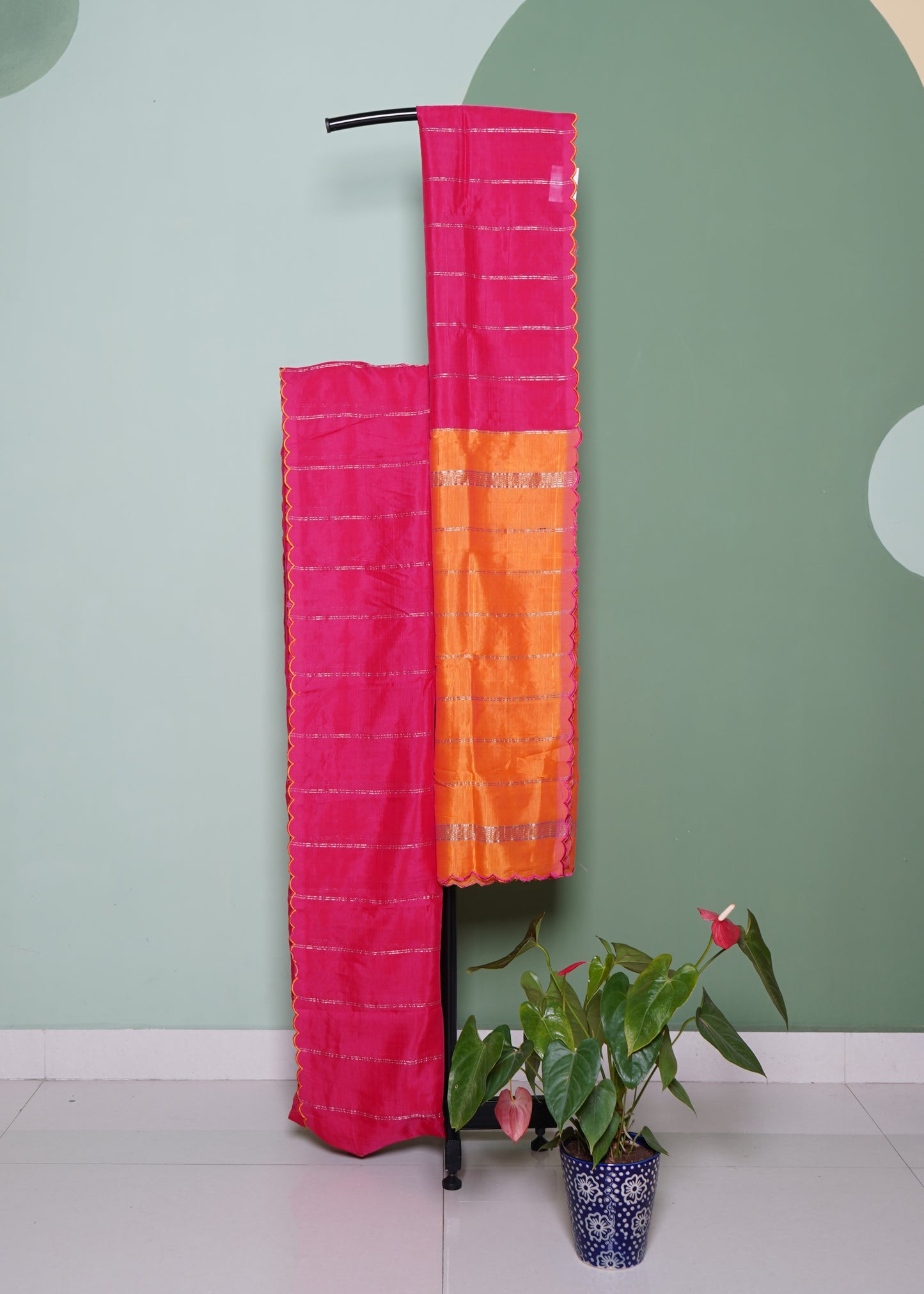 Pink Mangalagiri Pattu Cut work Pure Silk Handloom Saree