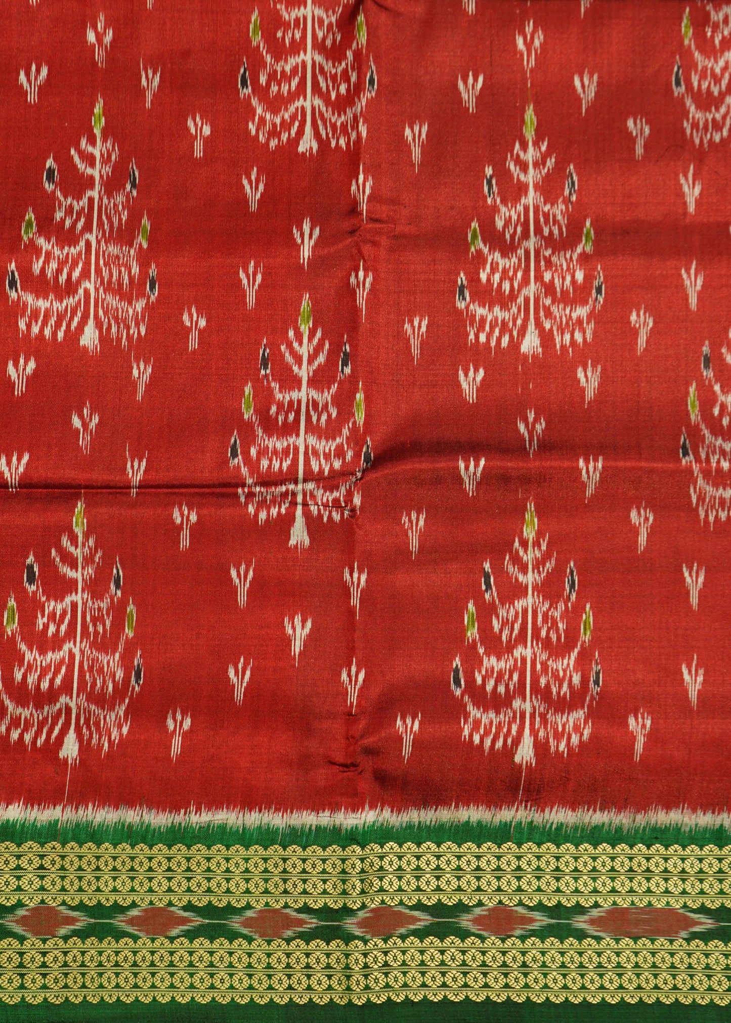 Maroon Ikkat Orissa Tree Design Pure Silk Handloom Saree