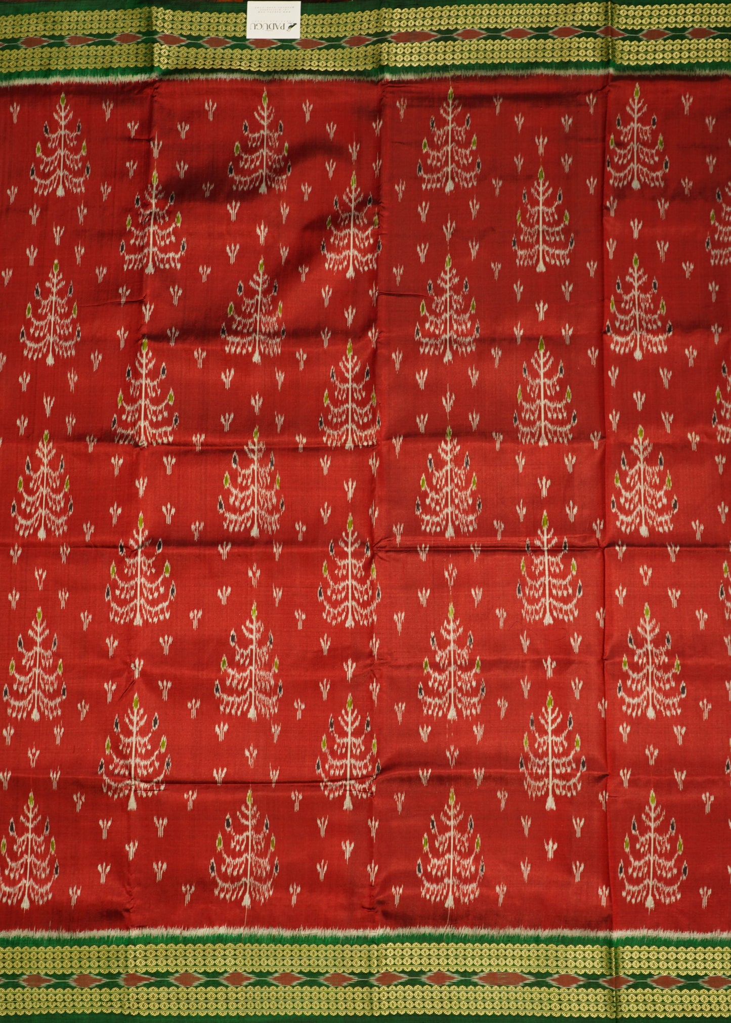 Maroon Ikkat Orissa Tree Design Pure Silk Handloom Saree