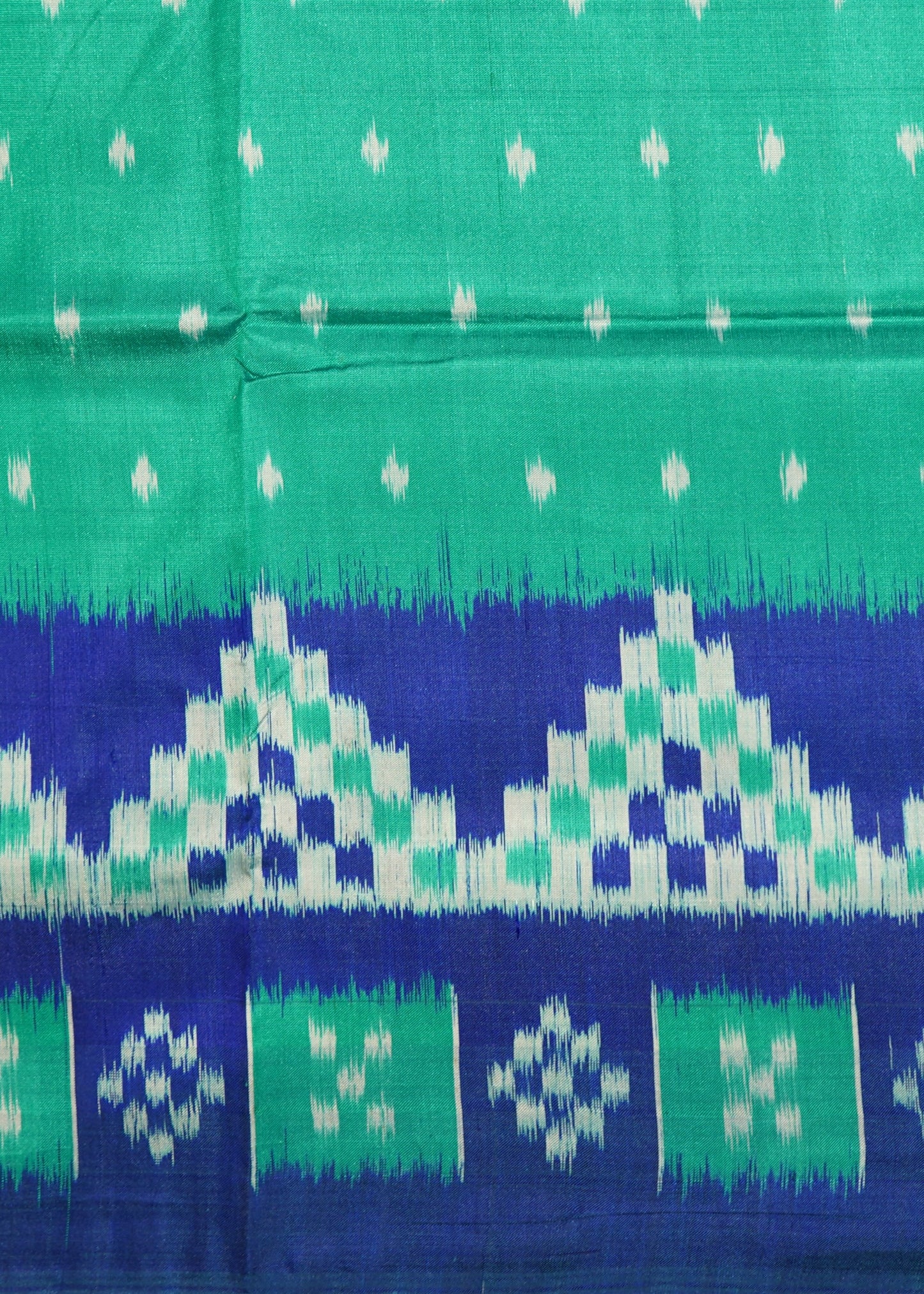 Rama Green Ikkat Orissa Skirt Design Pure Silk Handloom Saree