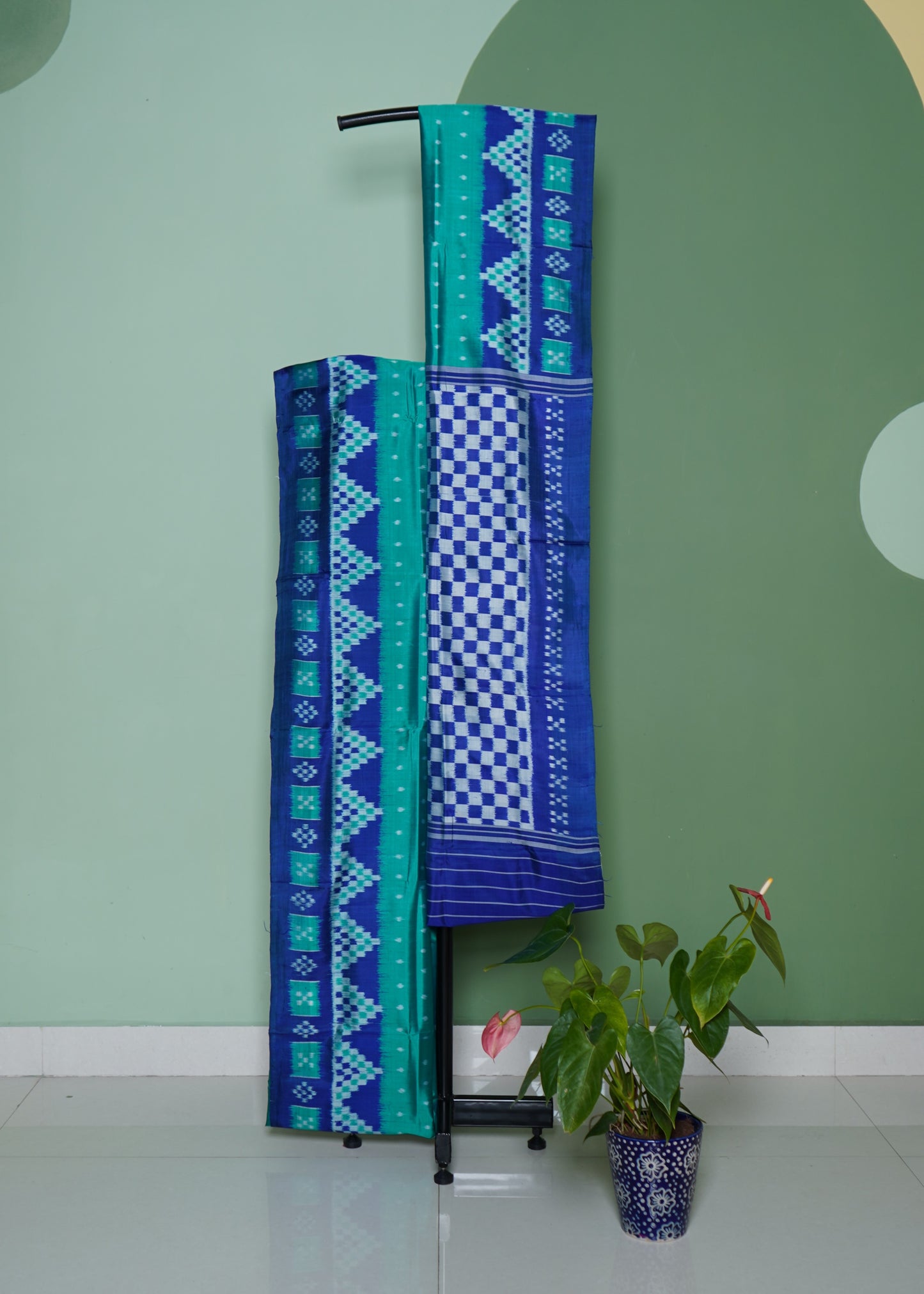 Rama Green Ikkat Orissa Skirt Design Pure Silk Handloom Saree