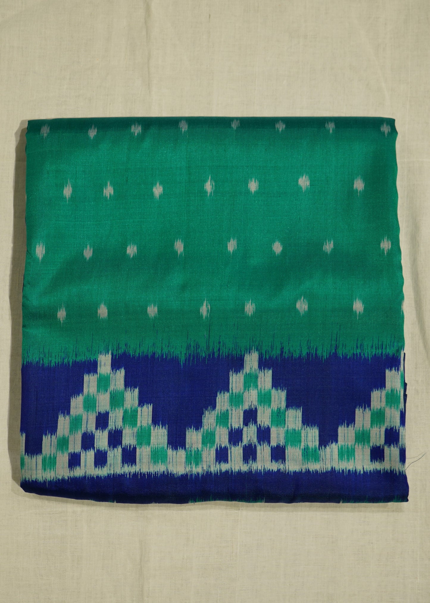 Rama Green Ikkat Orissa Skirt Design Pure Silk Handloom Saree
