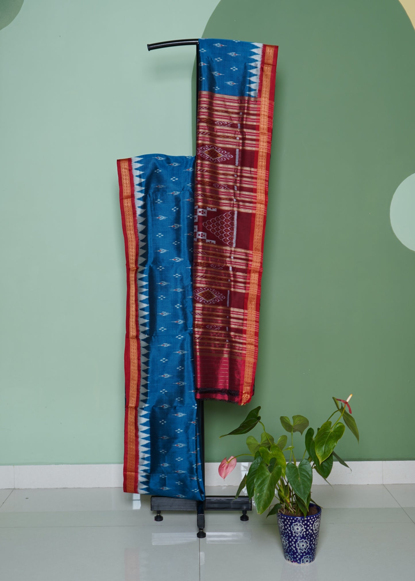 Rama Blue Ikkat Orissa Chandrika Design Pure Silk Handloom Saree