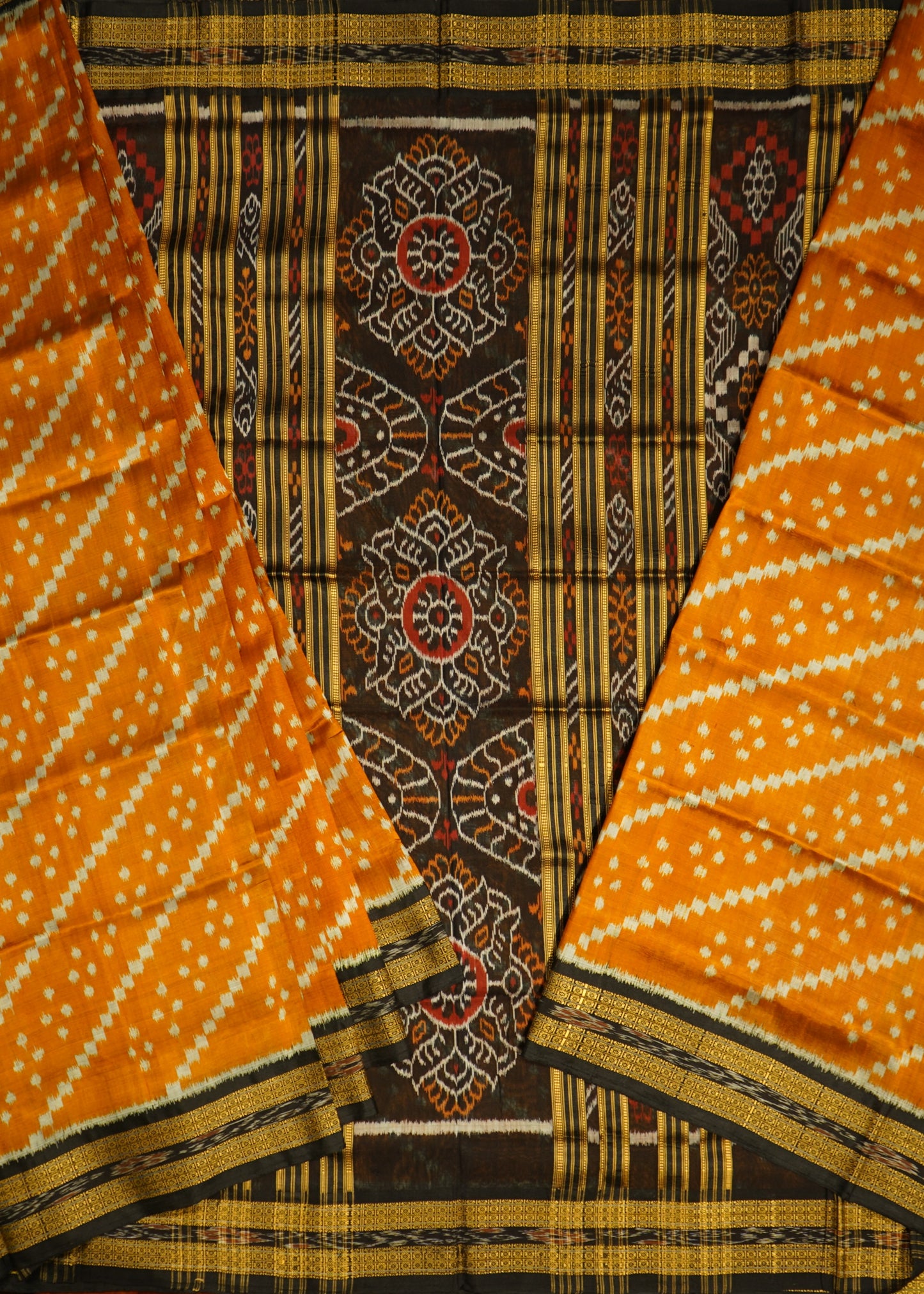 Brown Ikkat Orissa Pure Silk Handloom Saree