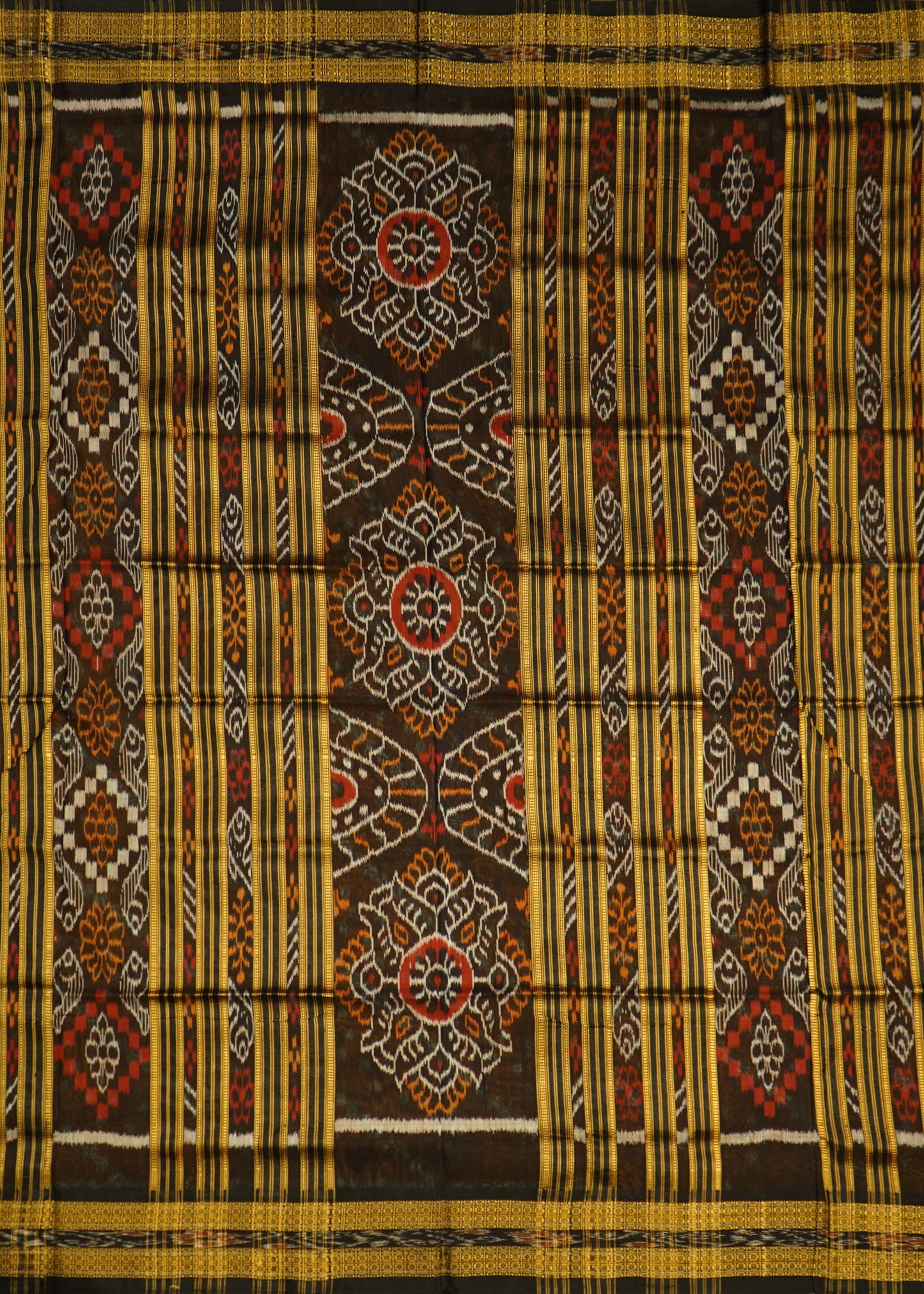 Brown Ikkat Orissa Pure Silk Handloom Saree