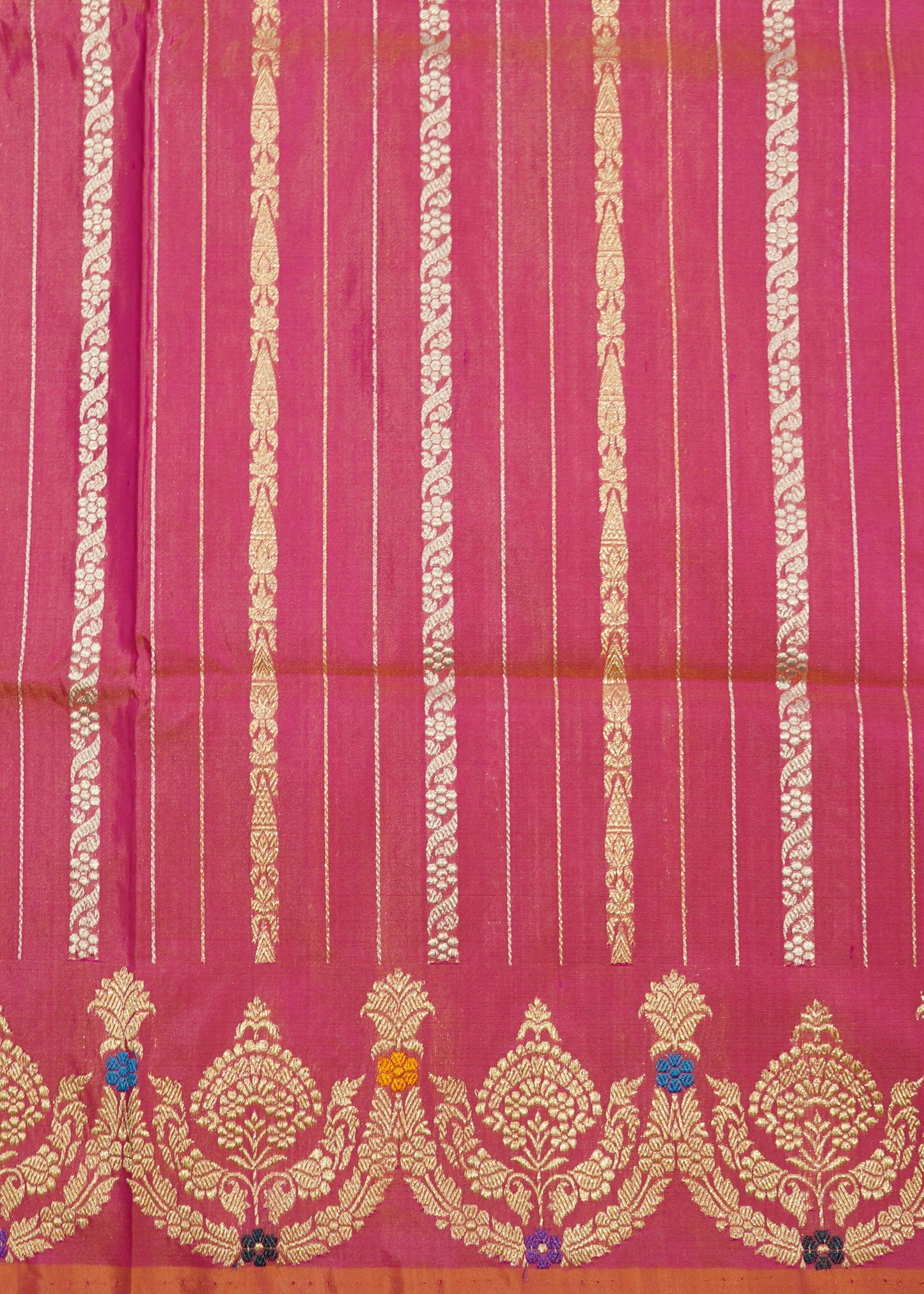 Light Pink Banaras Katan Stripes Pure Silk Handloom Saree