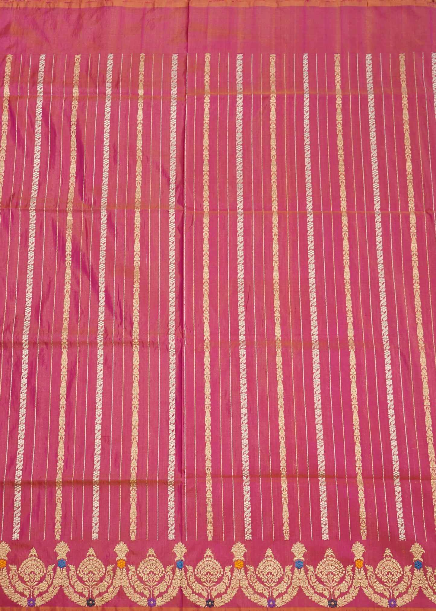 Light Pink Banaras Katan Stripes Pure Silk Handloom Saree