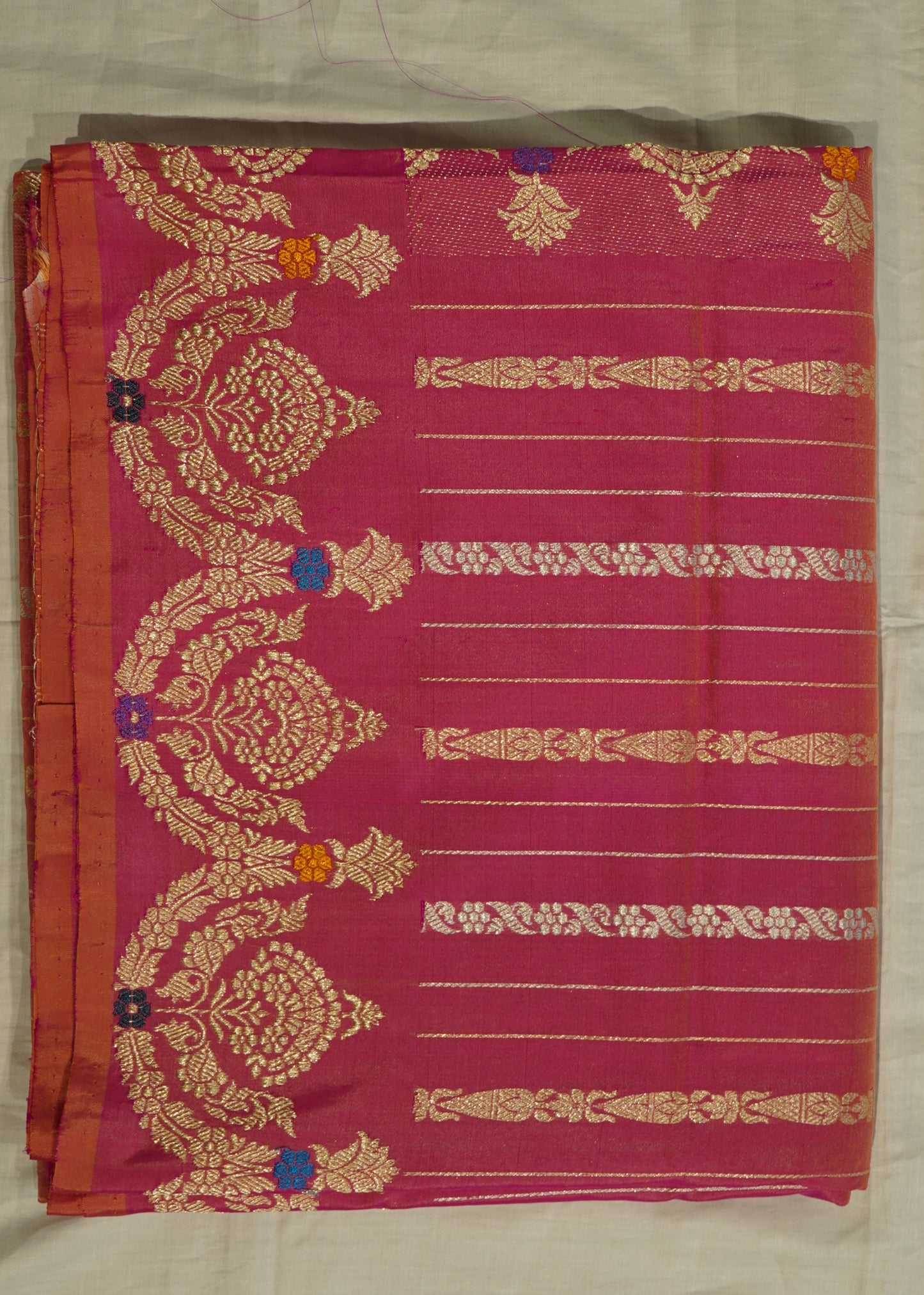 Light Pink Banaras Katan Stripes Pure Silk Handloom Saree