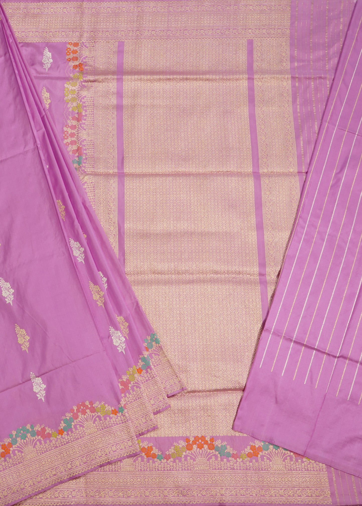 Lavender Banaras Katan all over Pure Silk Handloom Saree