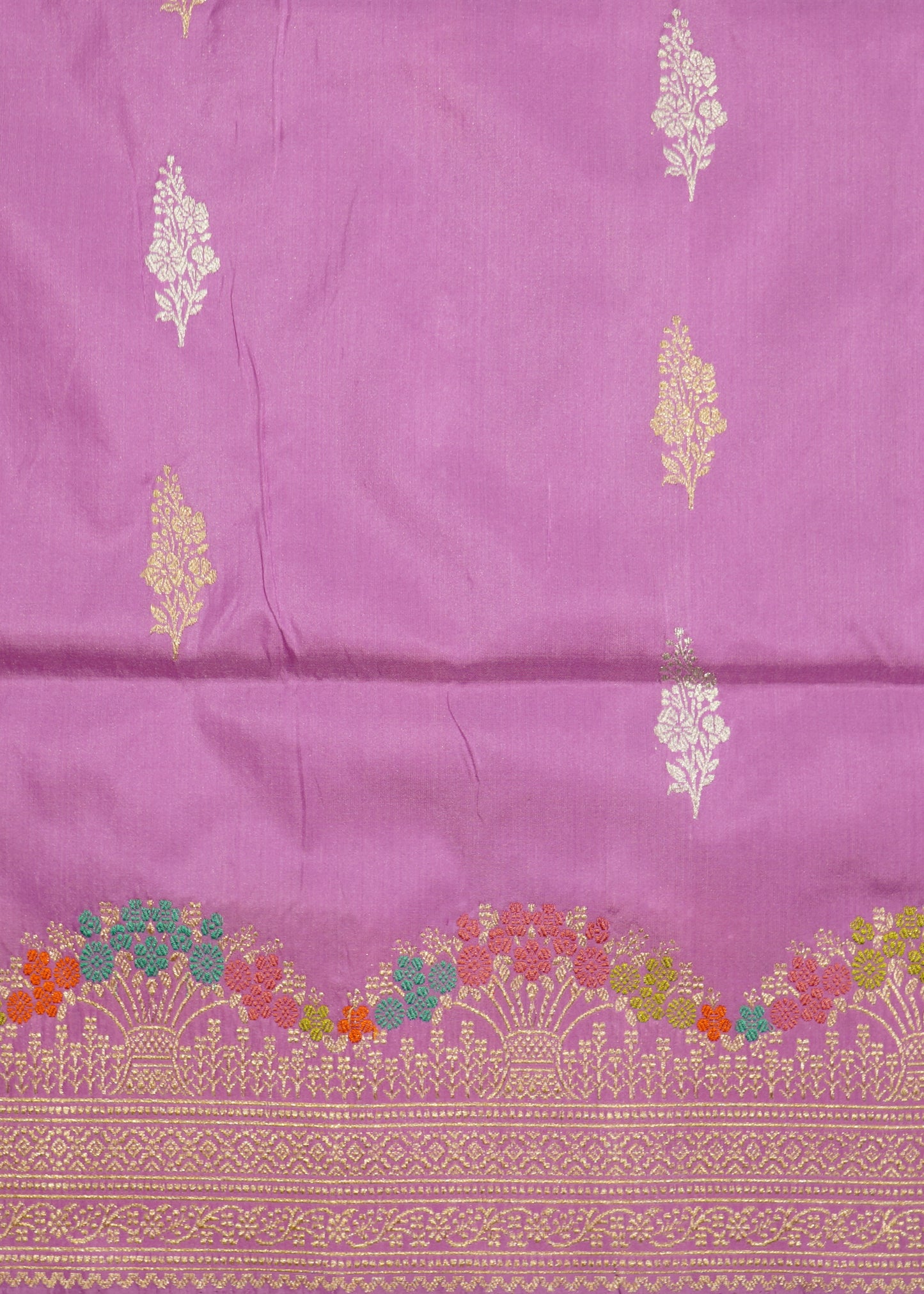 Lavender Banaras Katan all over Pure Silk Handloom Saree