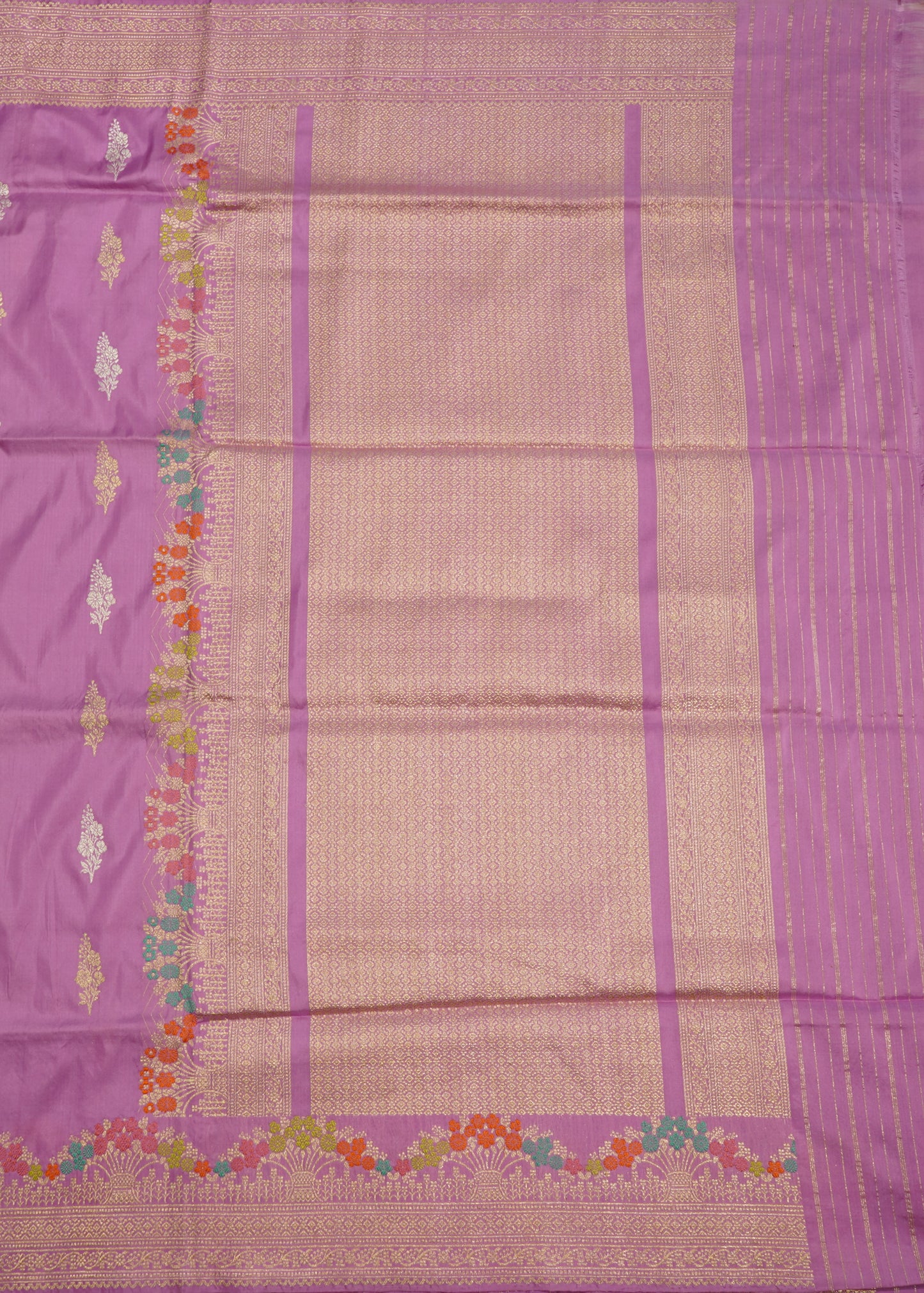 Lavender Banaras Katan all over Pure Silk Handloom Saree