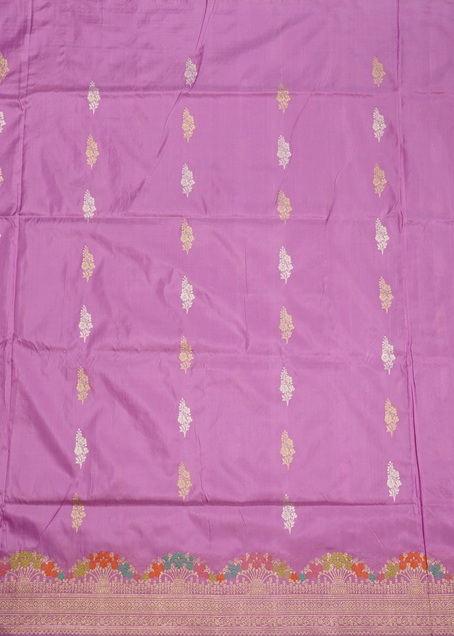 Lavender Banaras Katan all over Pure Silk Handloom Saree