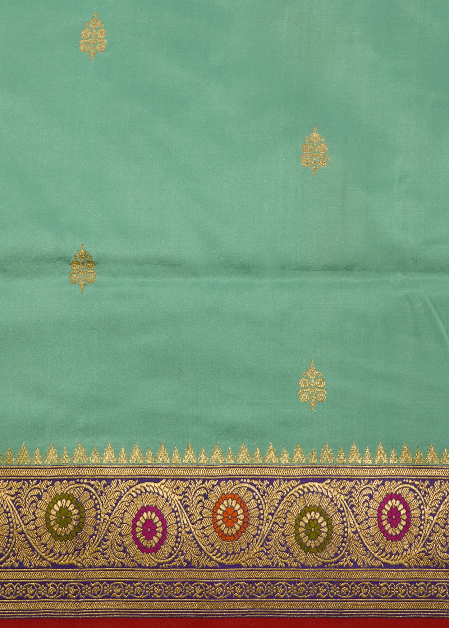 Sea Blue Banaras Iktara Katan all over Pure Silk Handloom Saree