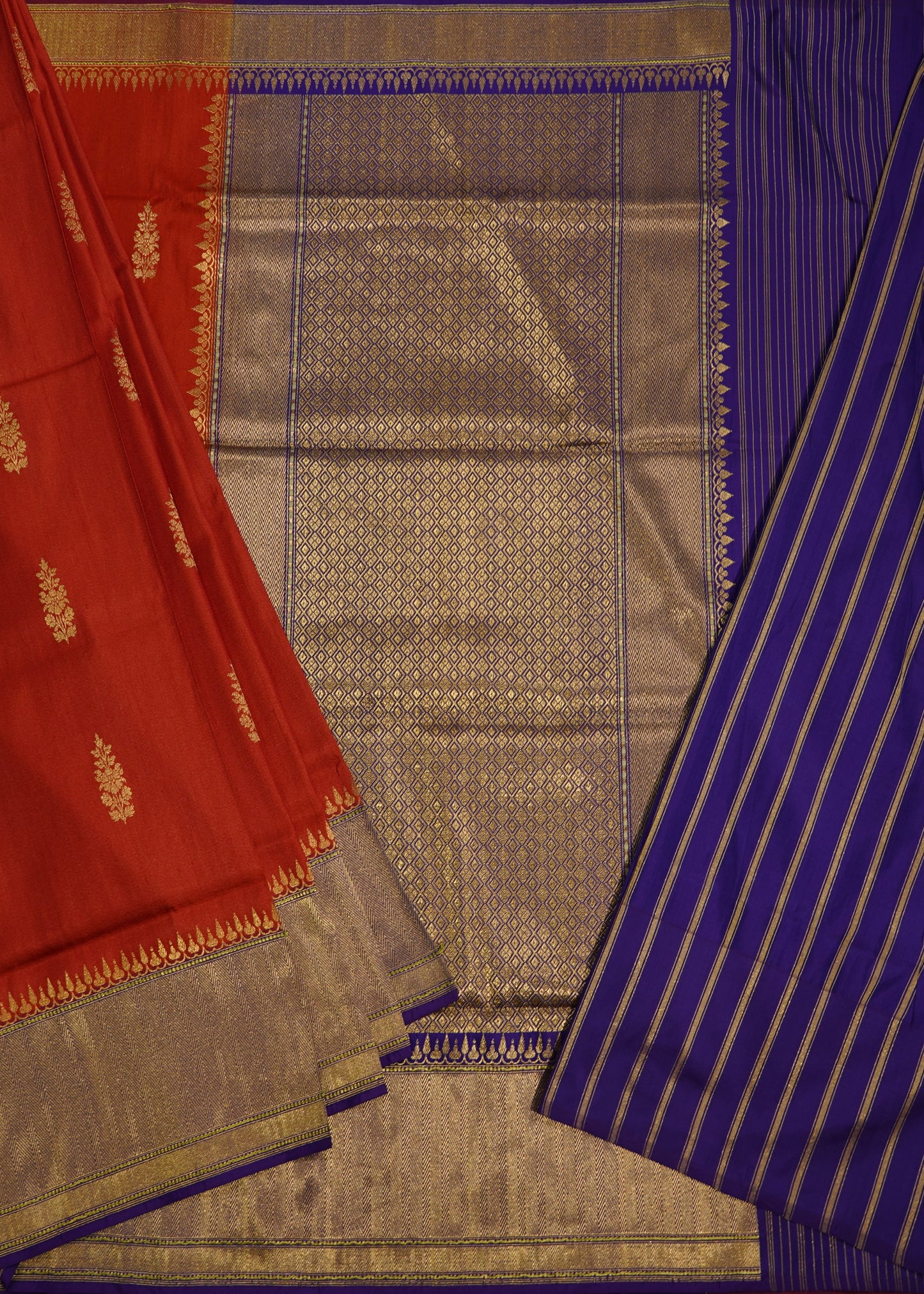 Red Banaras Tussar Desi Zari Pure Silk Handloom Saree