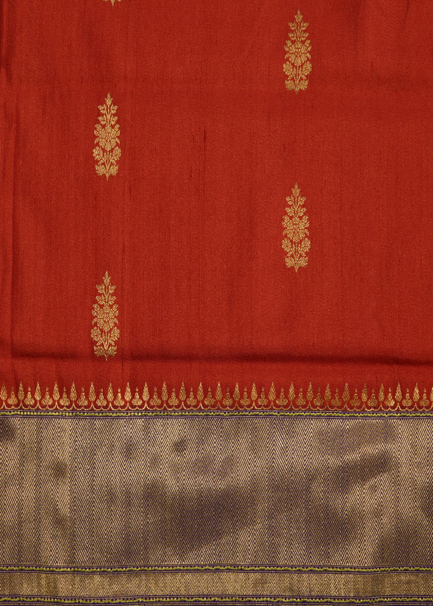 Red Banaras Tussar Desi Zari Pure Silk Handloom Saree