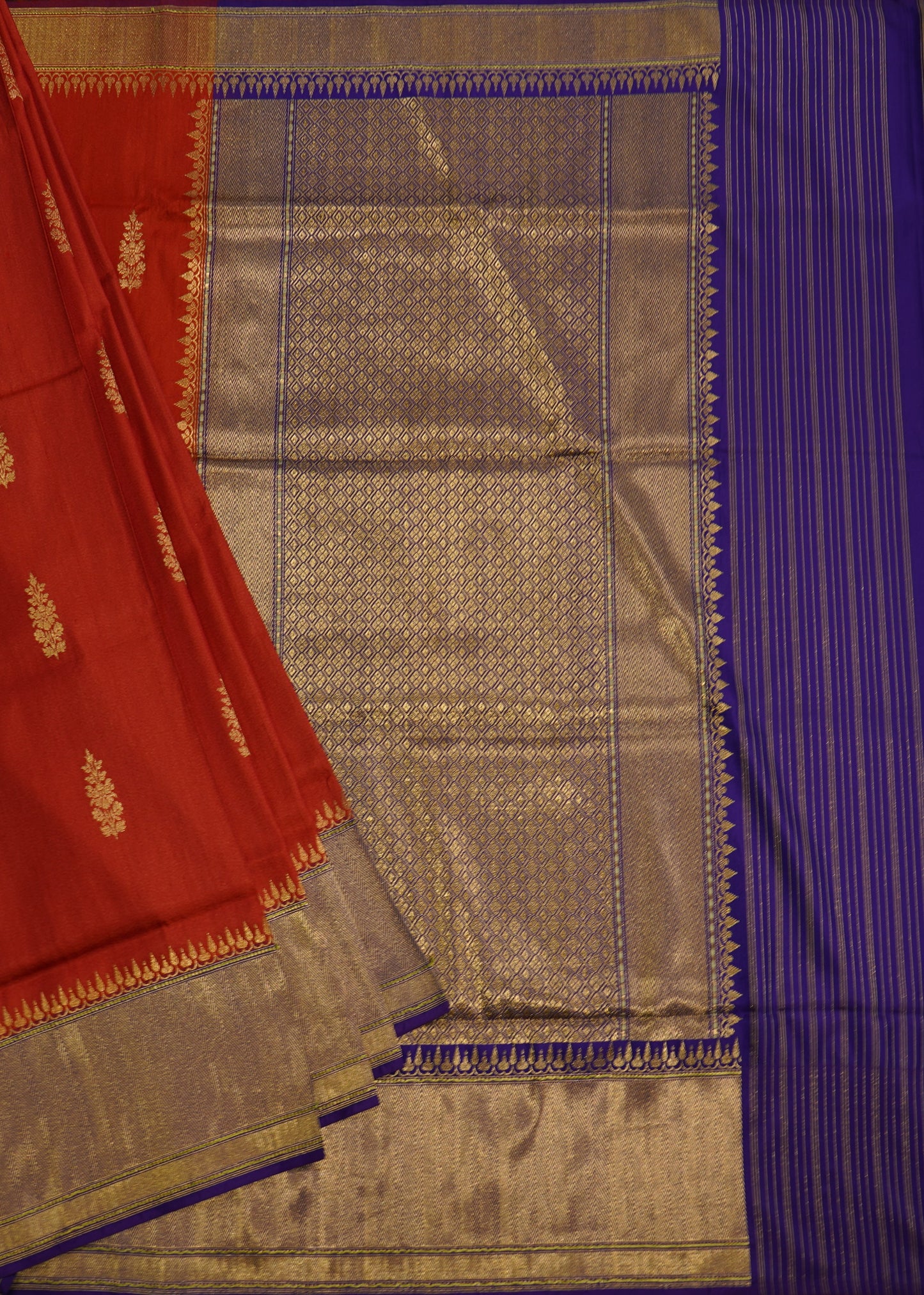 Red Banaras Tussar Desi Zari Pure Silk Handloom Saree