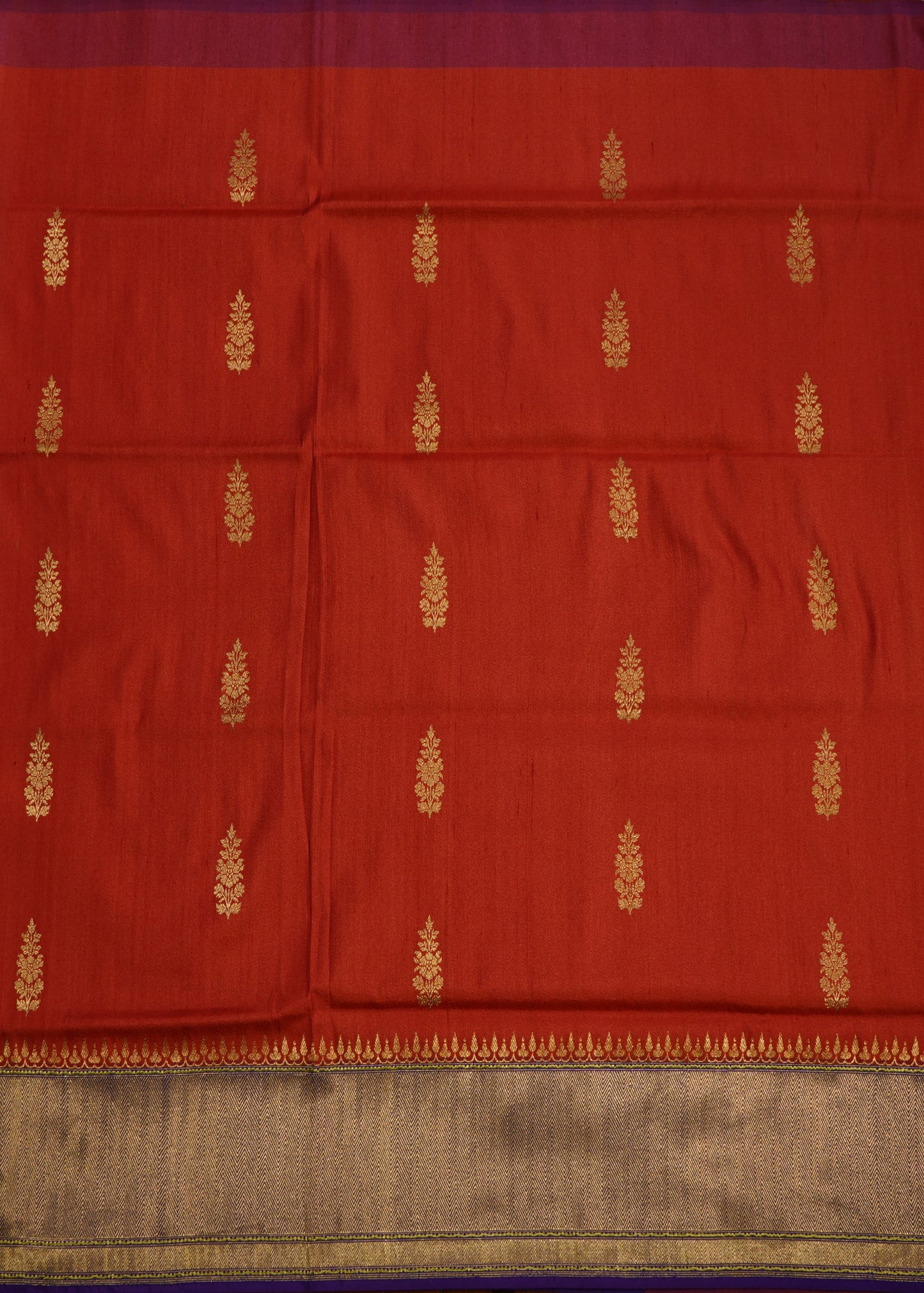 Red Banaras Tussar Desi Zari Pure Silk Handloom Saree
