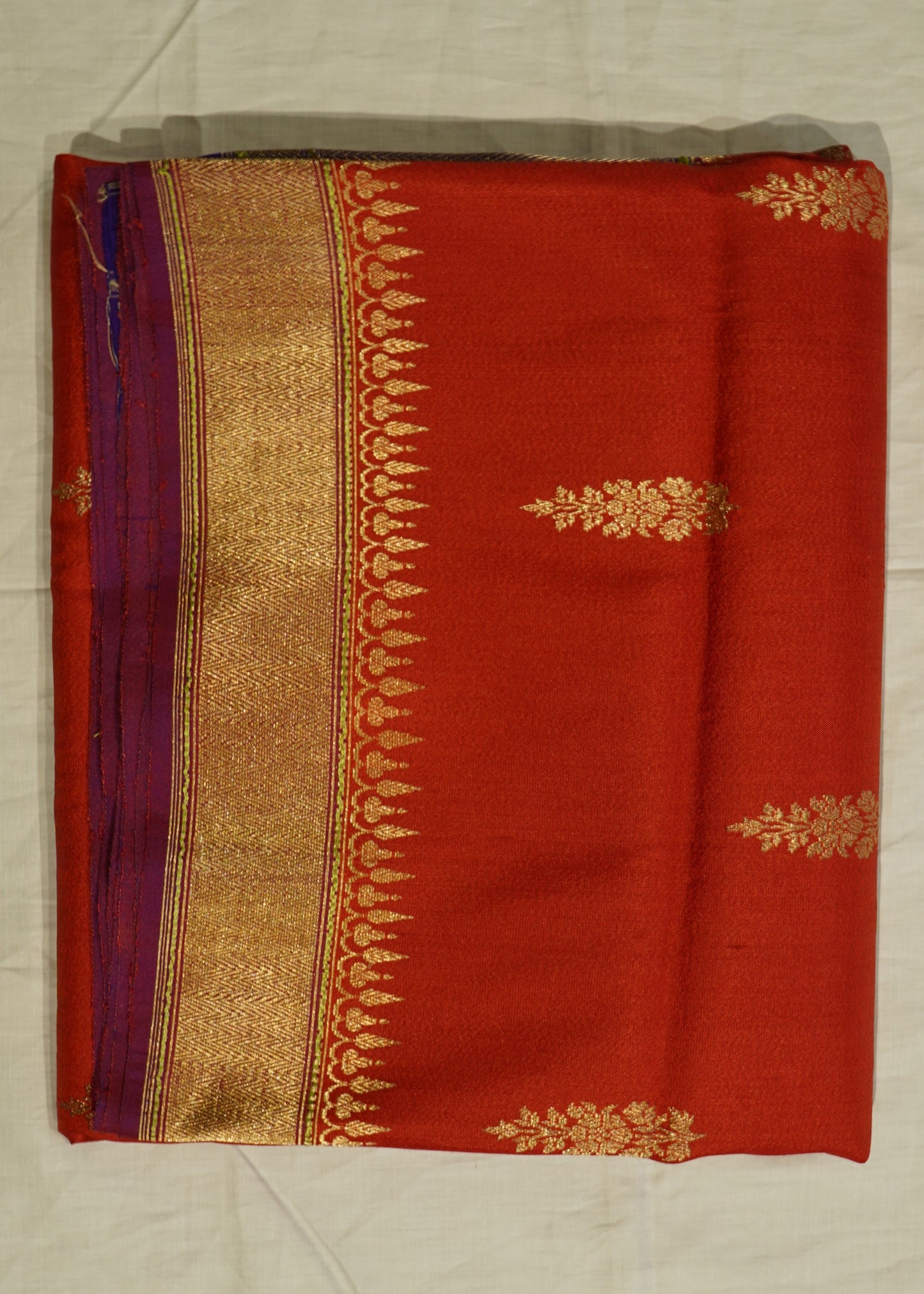 Red Banaras Tussar Desi Zari Pure Silk Handloom Saree