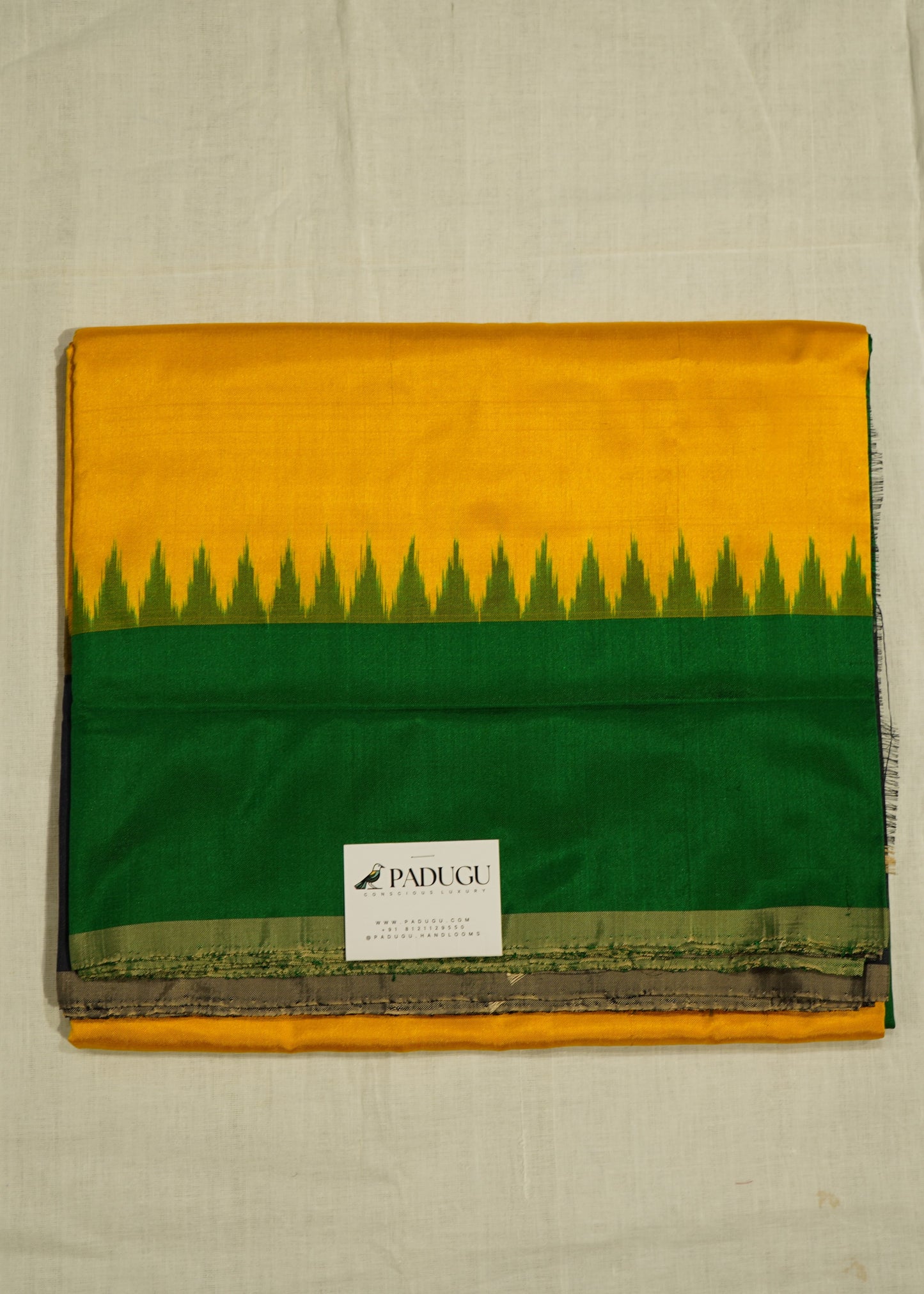 Yellow Ikkat Pochampally Zari Buti Pure Silk Handloom Saree