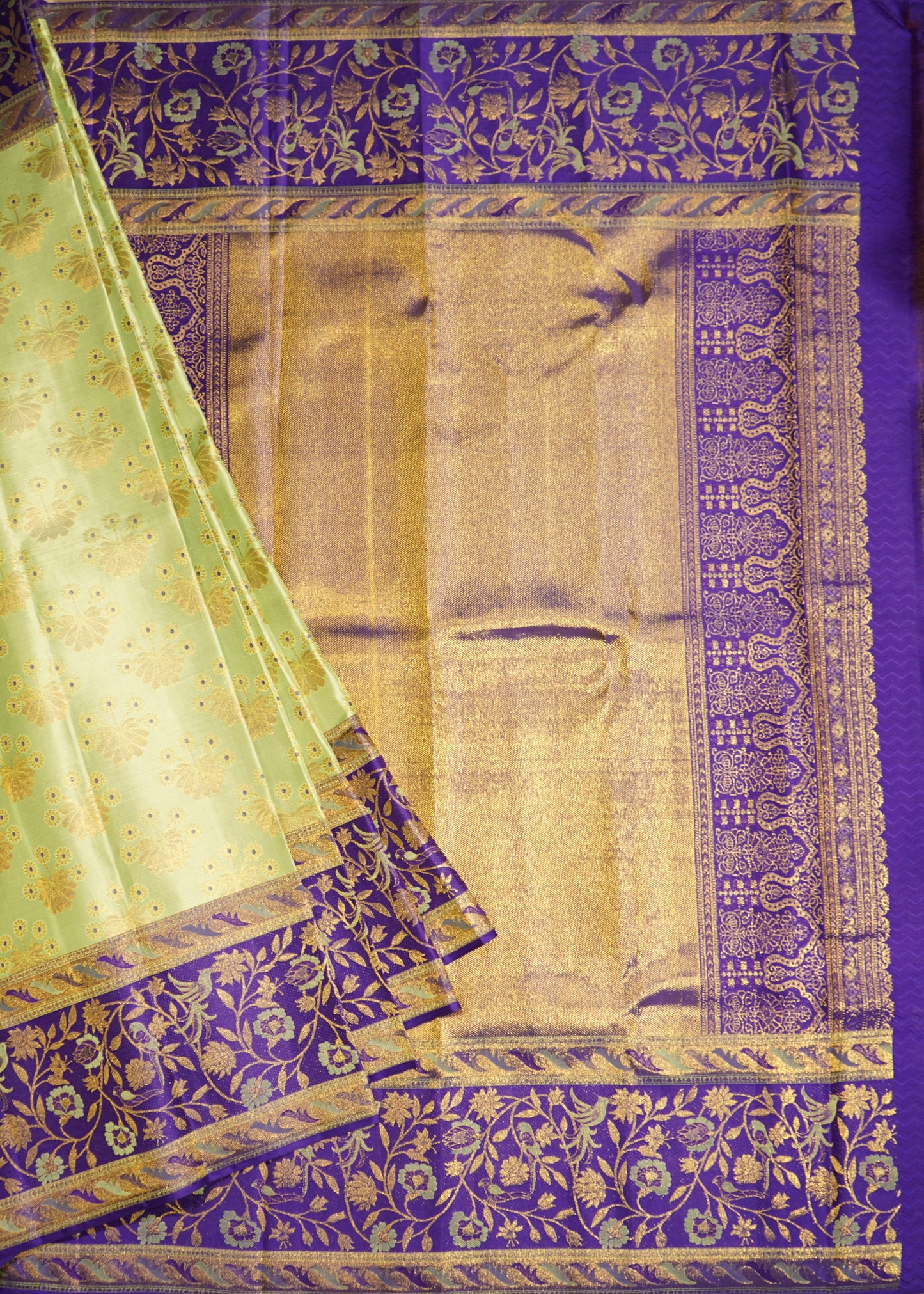 Green Kanchi All Over Pure Silk Handloom Saree